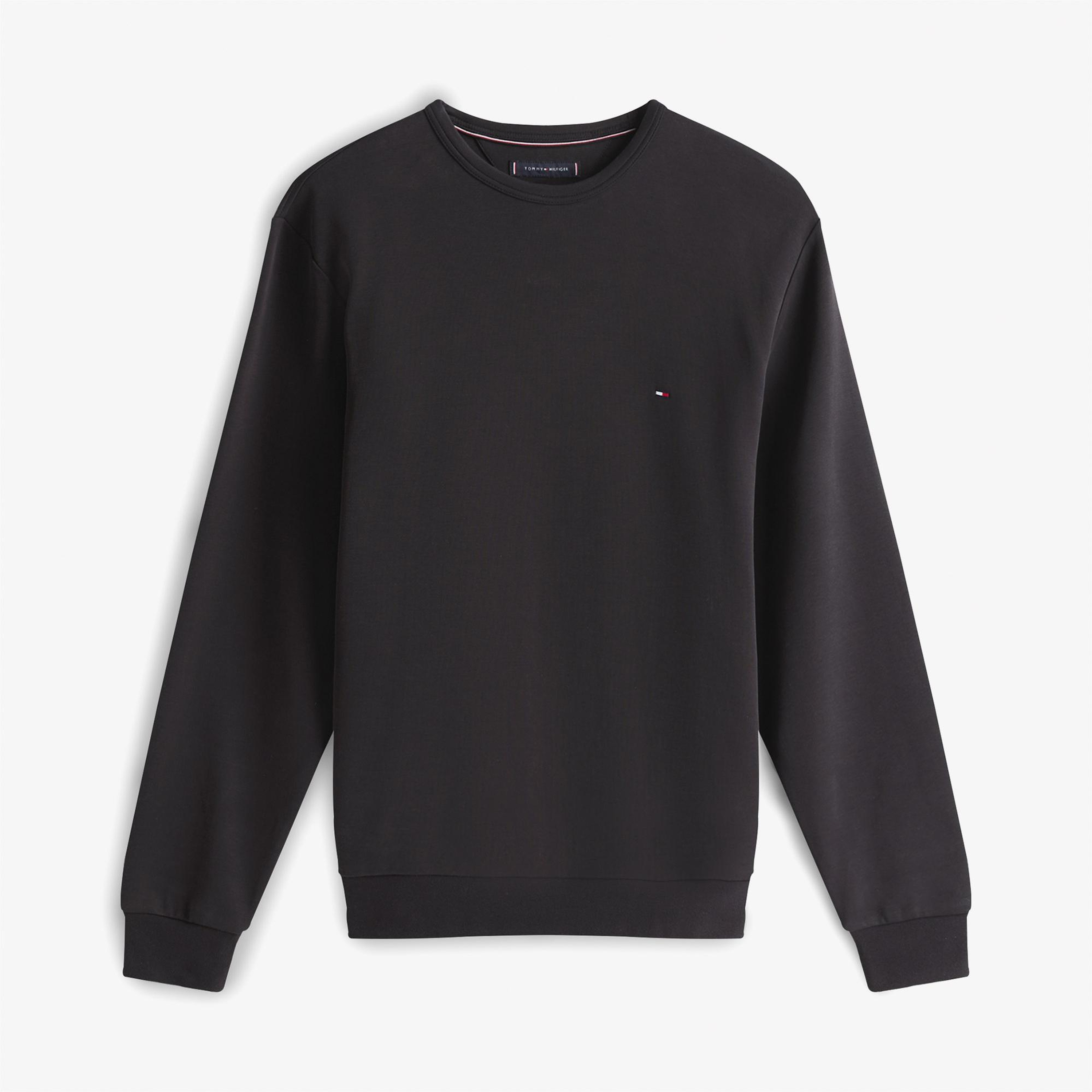 Tommy Hilfiger Essential Intechno Yuvarlak Yaka Erkek Siyah Sweatshirt