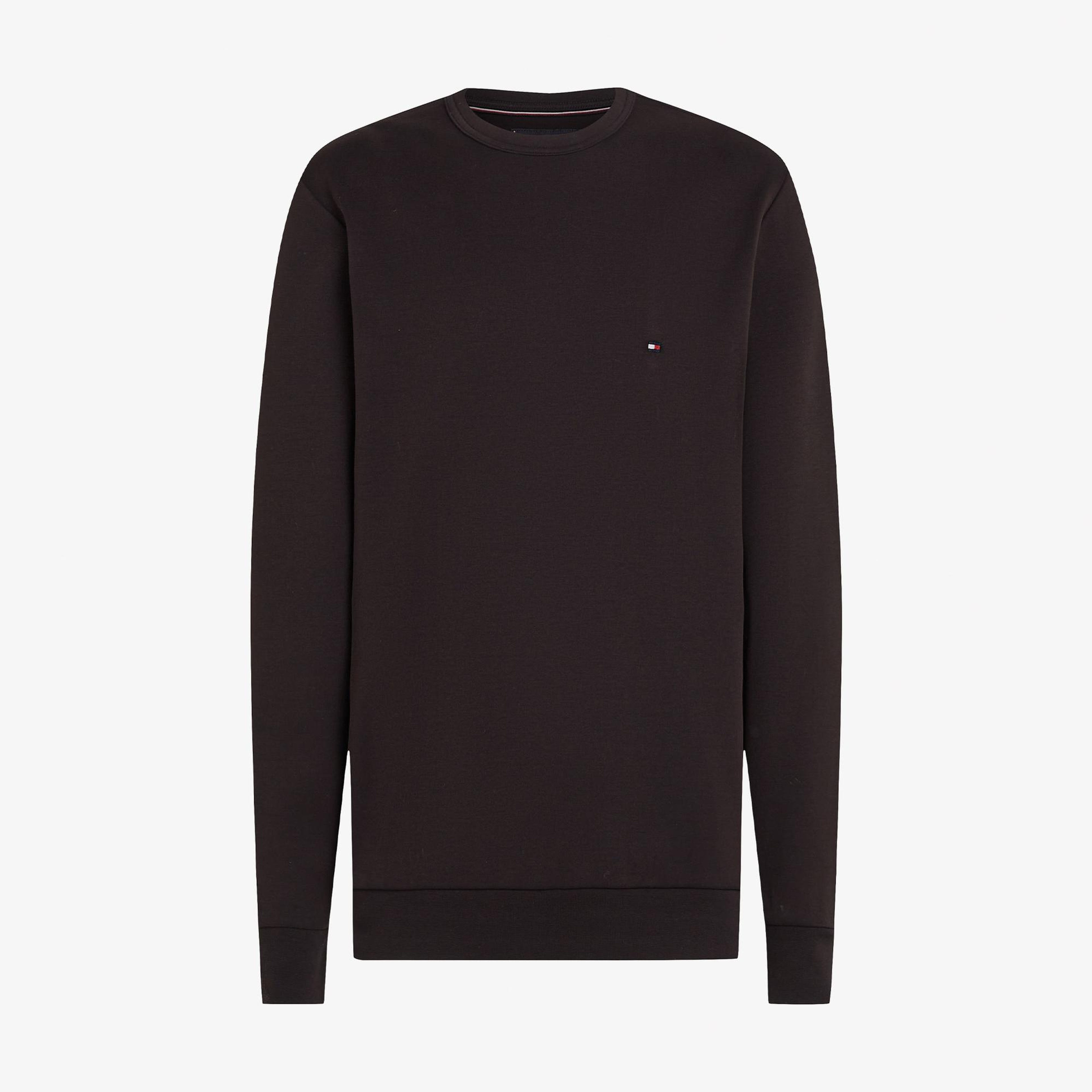 Tommy Hilfiger Essential Intechno Yuvarlak Yaka Erkek Siyah Sweatshirt