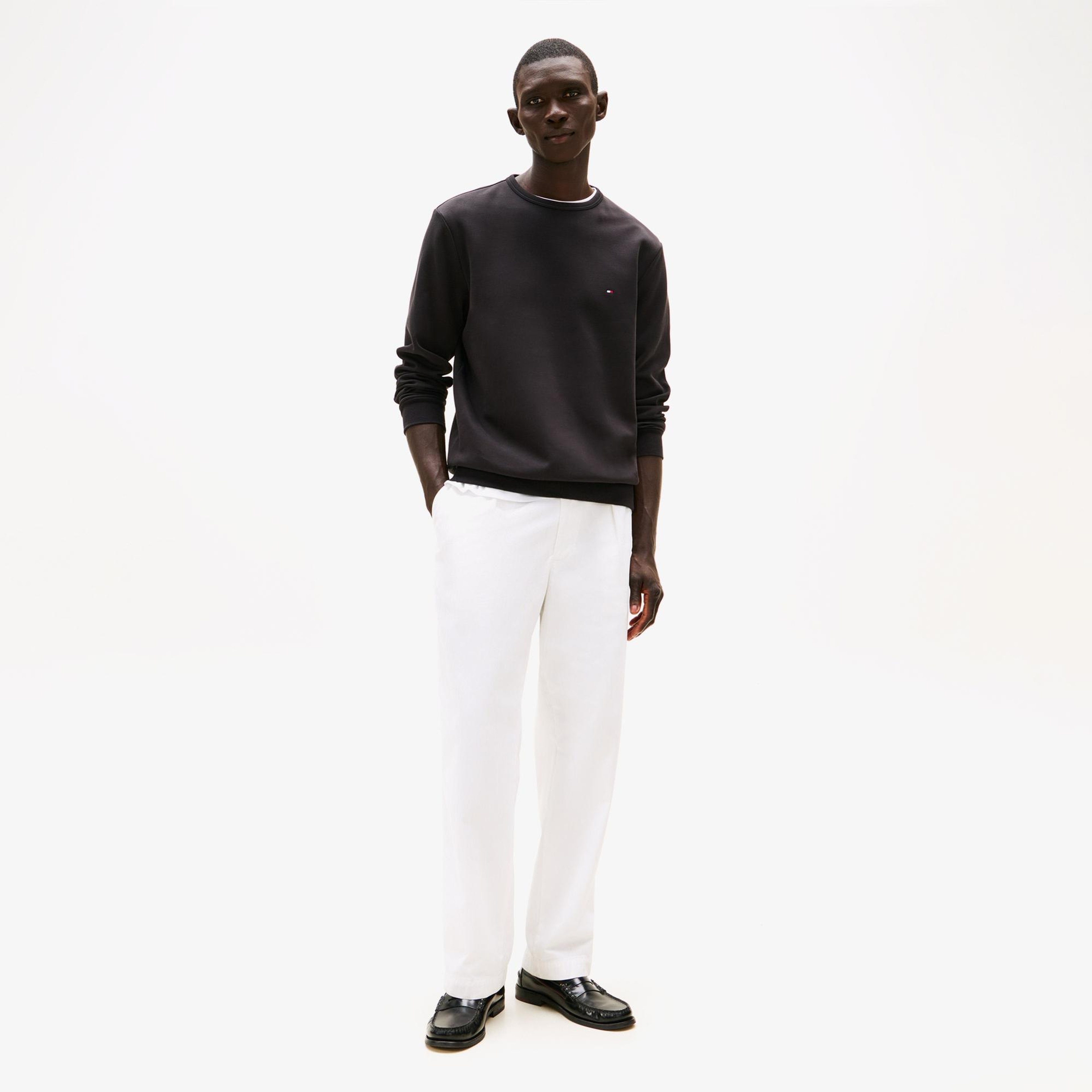 Tommy Hilfiger Essential Intechno Yuvarlak Yaka Erkek Siyah Sweatshirt