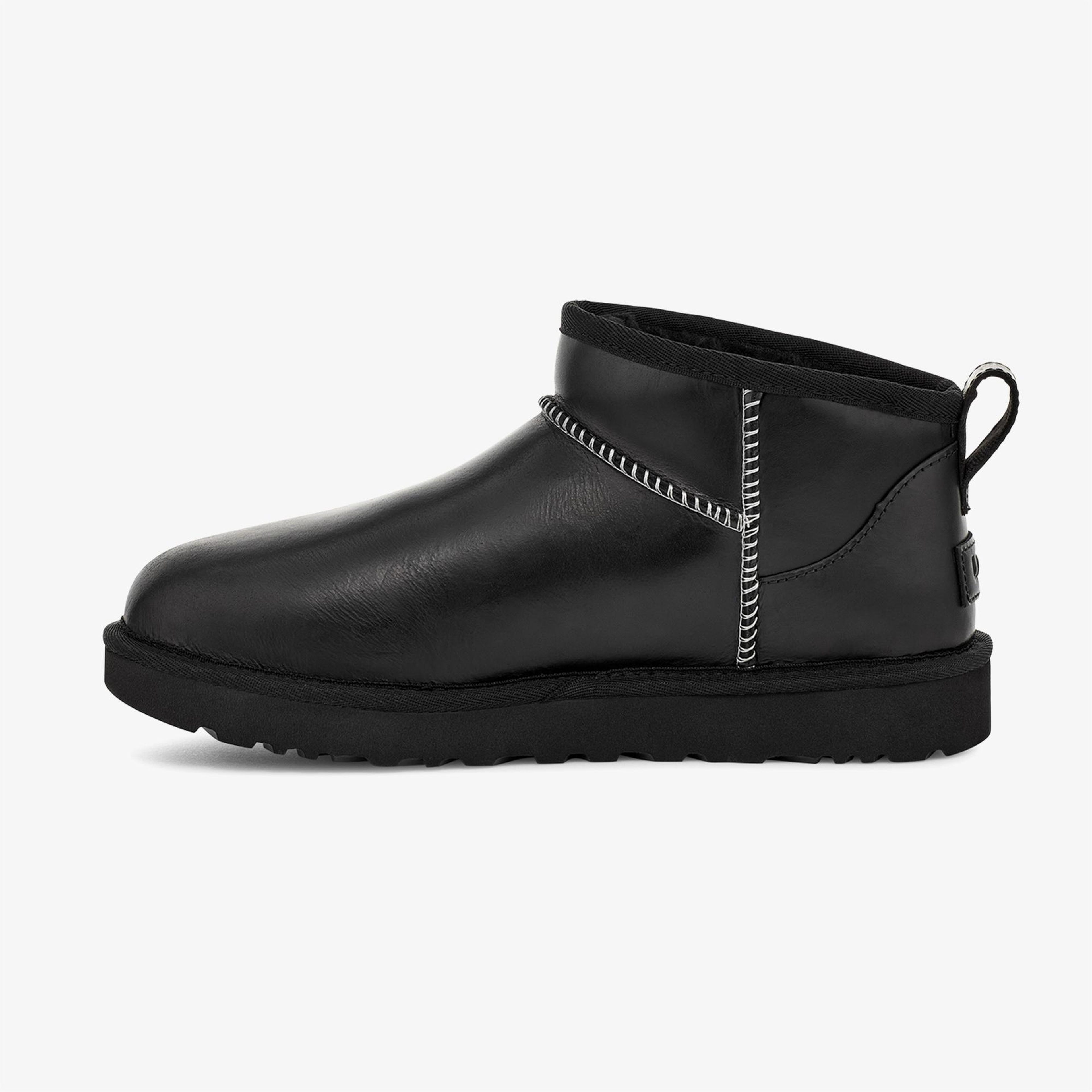 UGG Classic Ultra Mini Leather Regen Kadın Siyah Bot