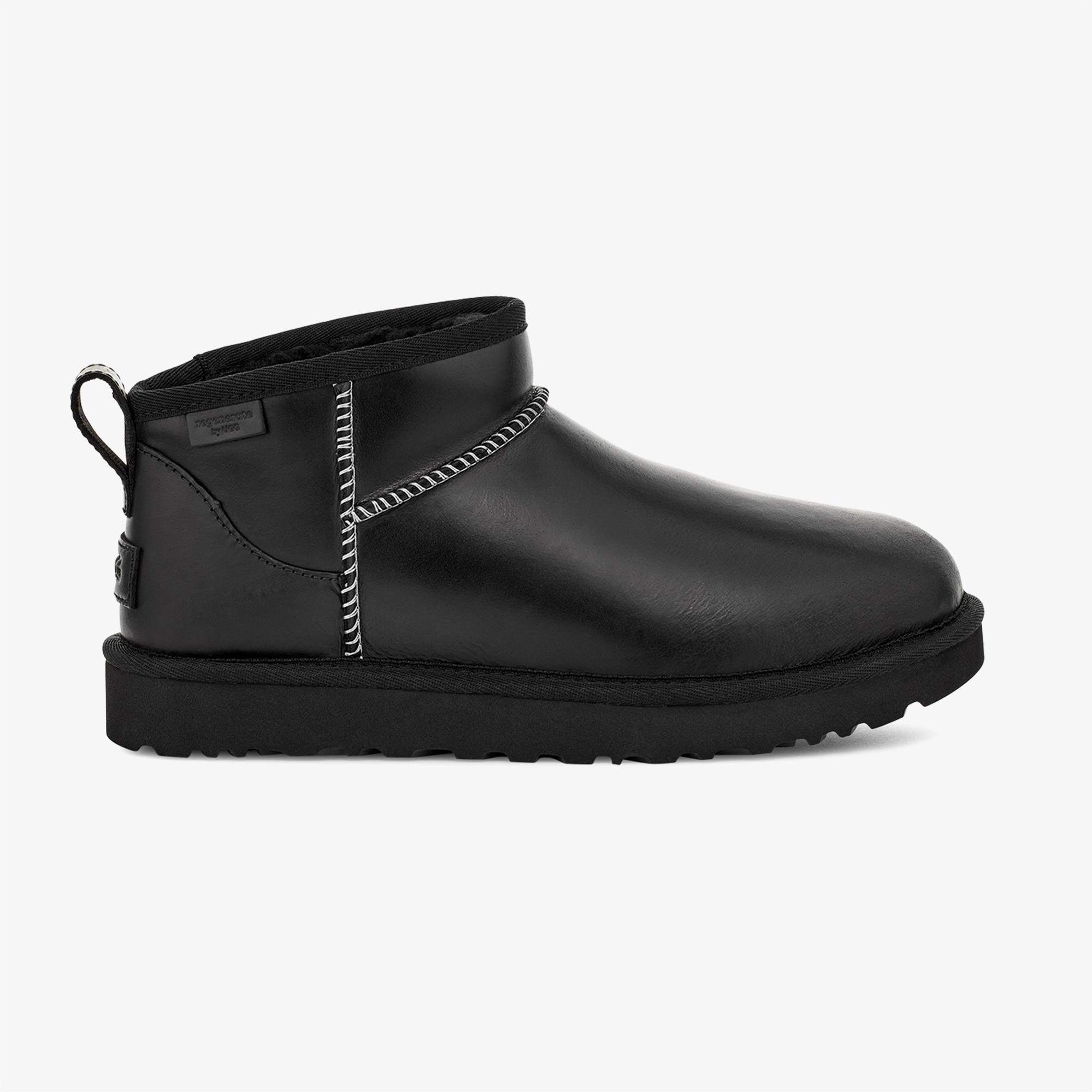 UGG Classic Ultra Mini Leather Regen Kadın Siyah Bot