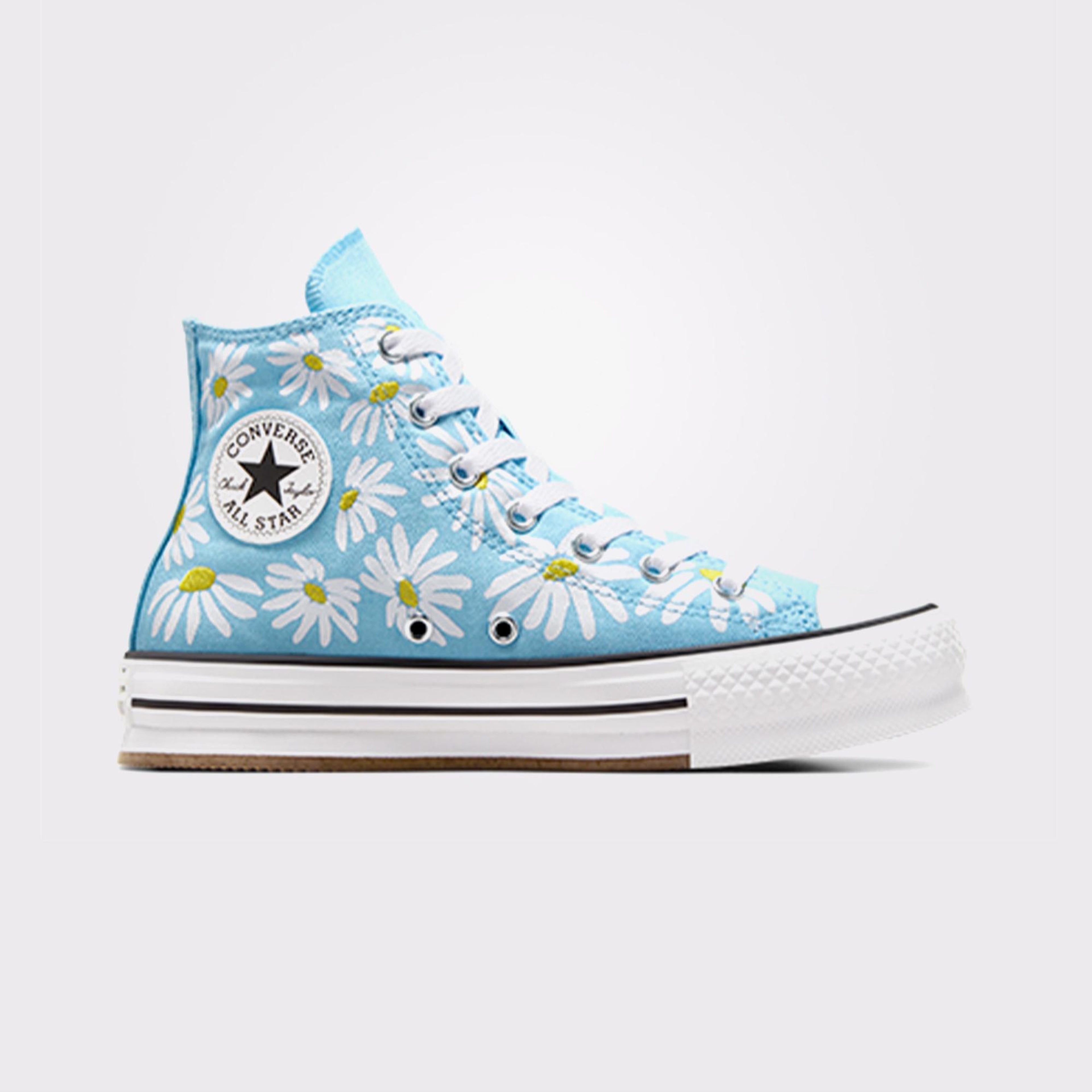Converse Chuck Taylor All Star Lift Platform Floral Çocuk Mavi Sneaker