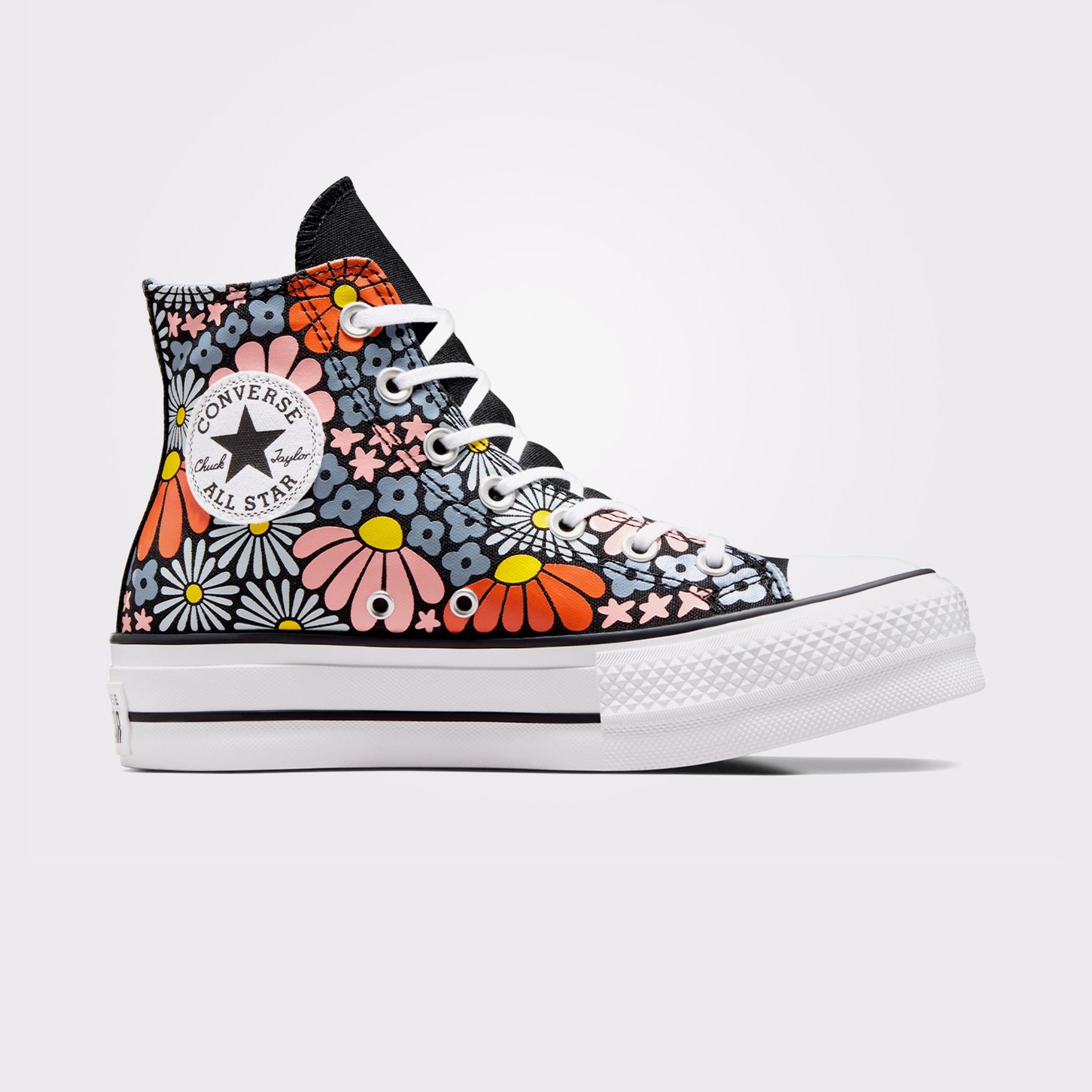 Converse Chuck Taylor All Star Lift Platform Floral Kadın Siyah Sneaker