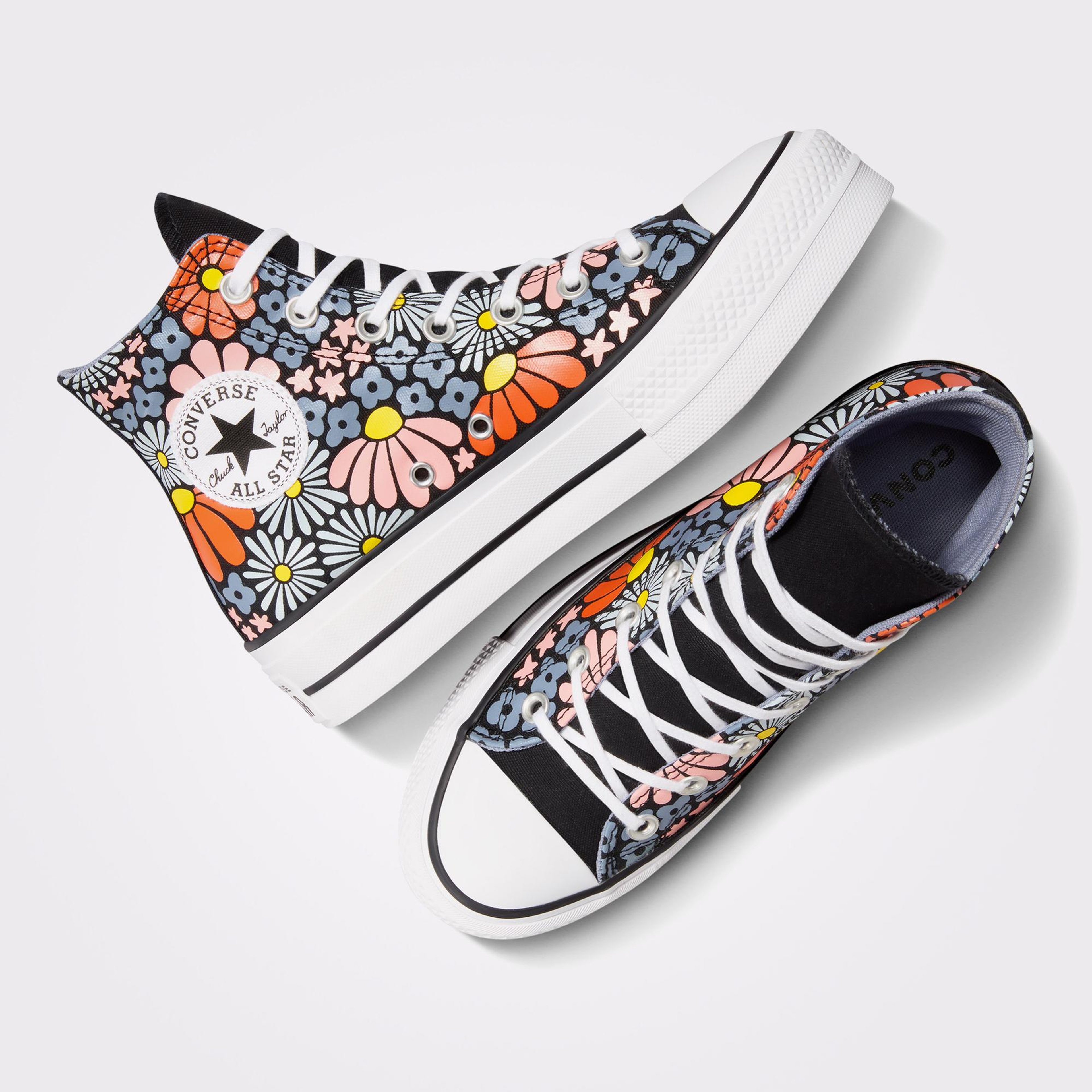 Converse Chuck Taylor All Star Lift Platform Floral Kadın Siyah Sneaker