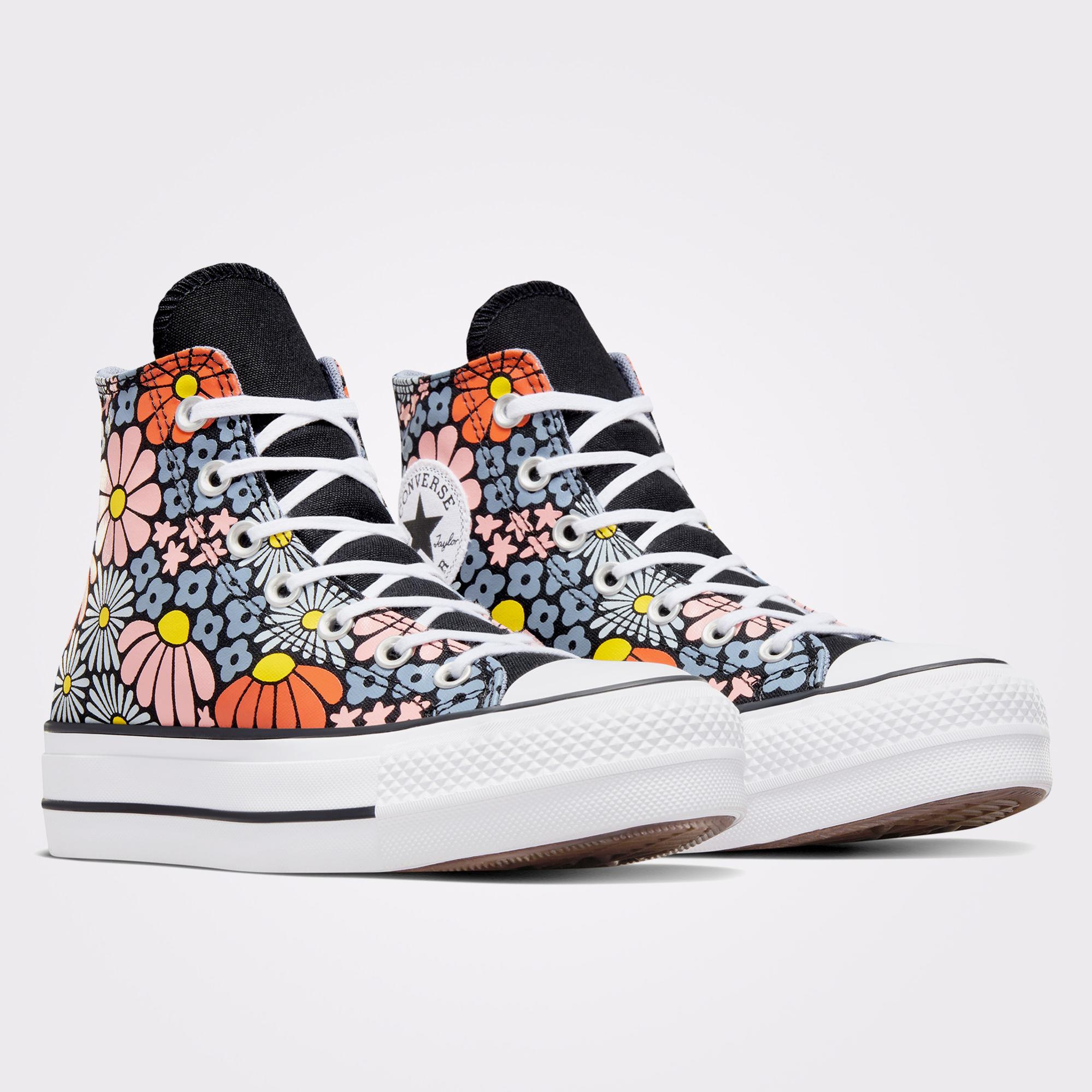 Converse Chuck Taylor All Star Lift Platform Floral Kadın Siyah Sneaker