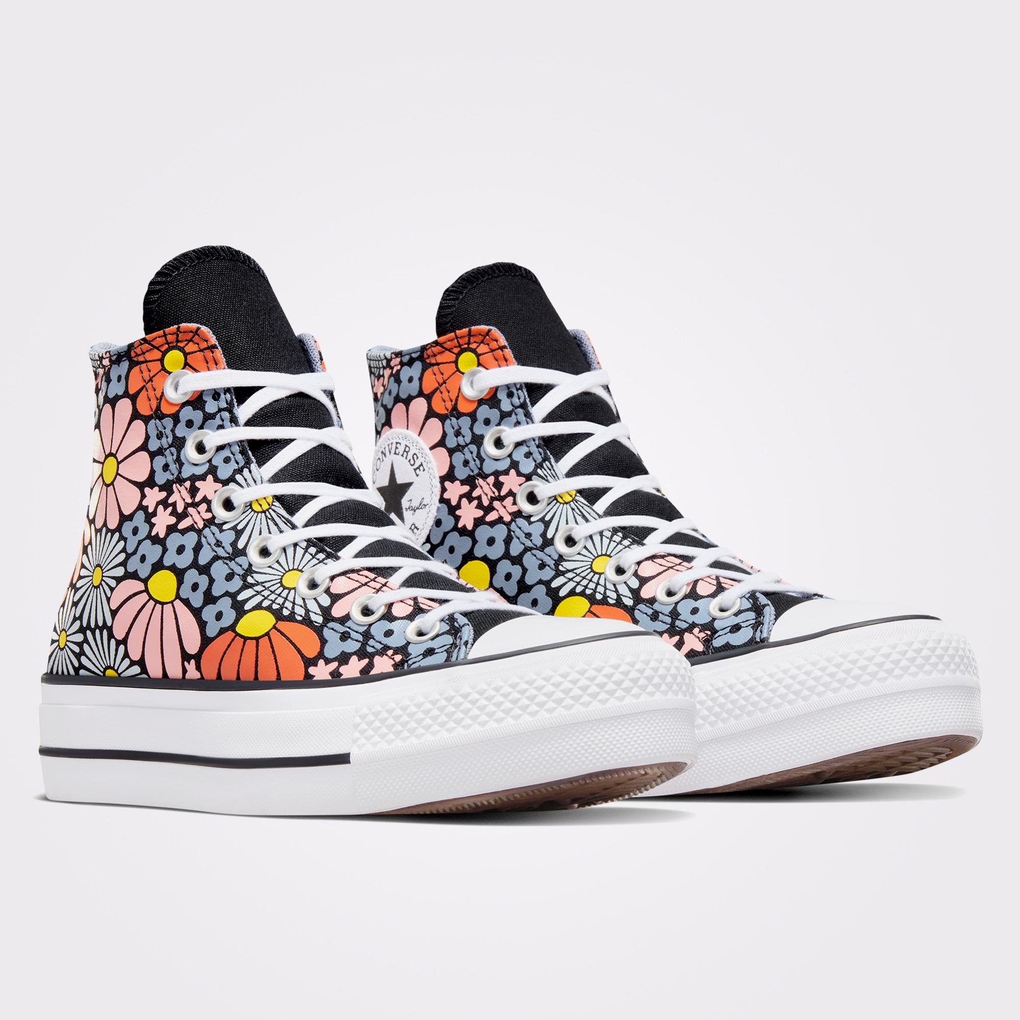 Converse Chuck Taylor All Star Lift Platform Floral Kadın Siyah Sneaker