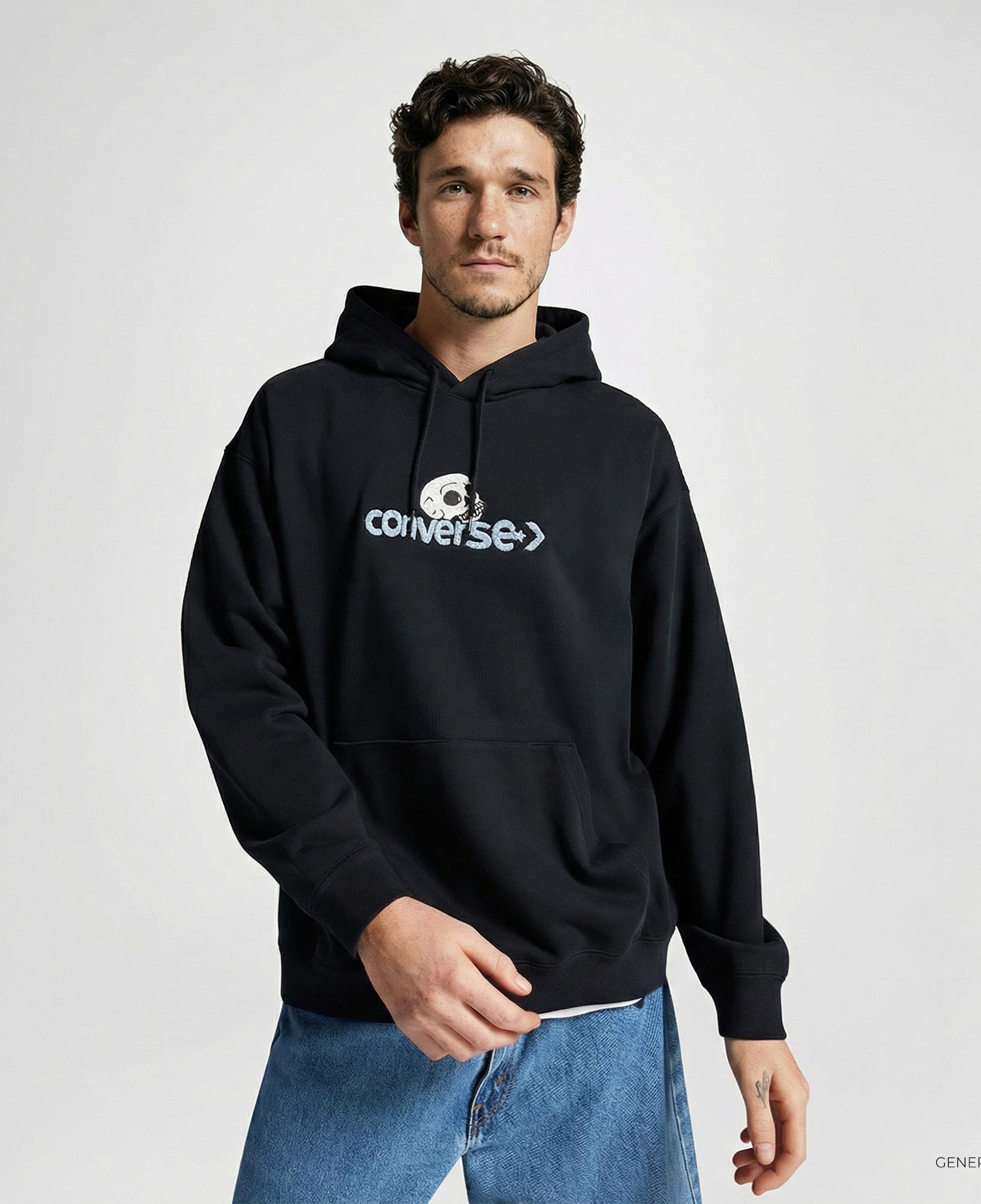 Converse Skull Erkek Siyah Hoodie