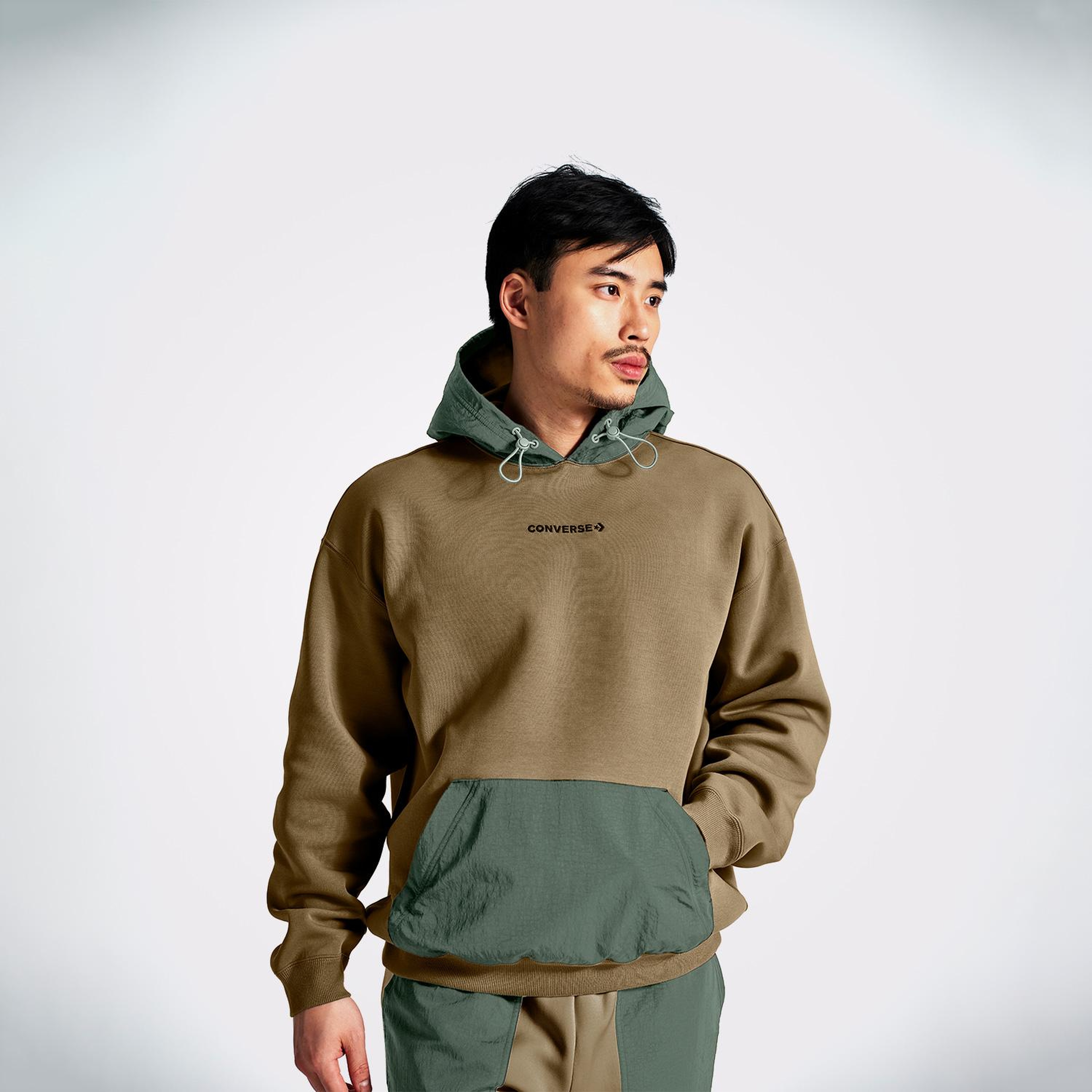 Converse Wordmark Erkek Haki Hoodie