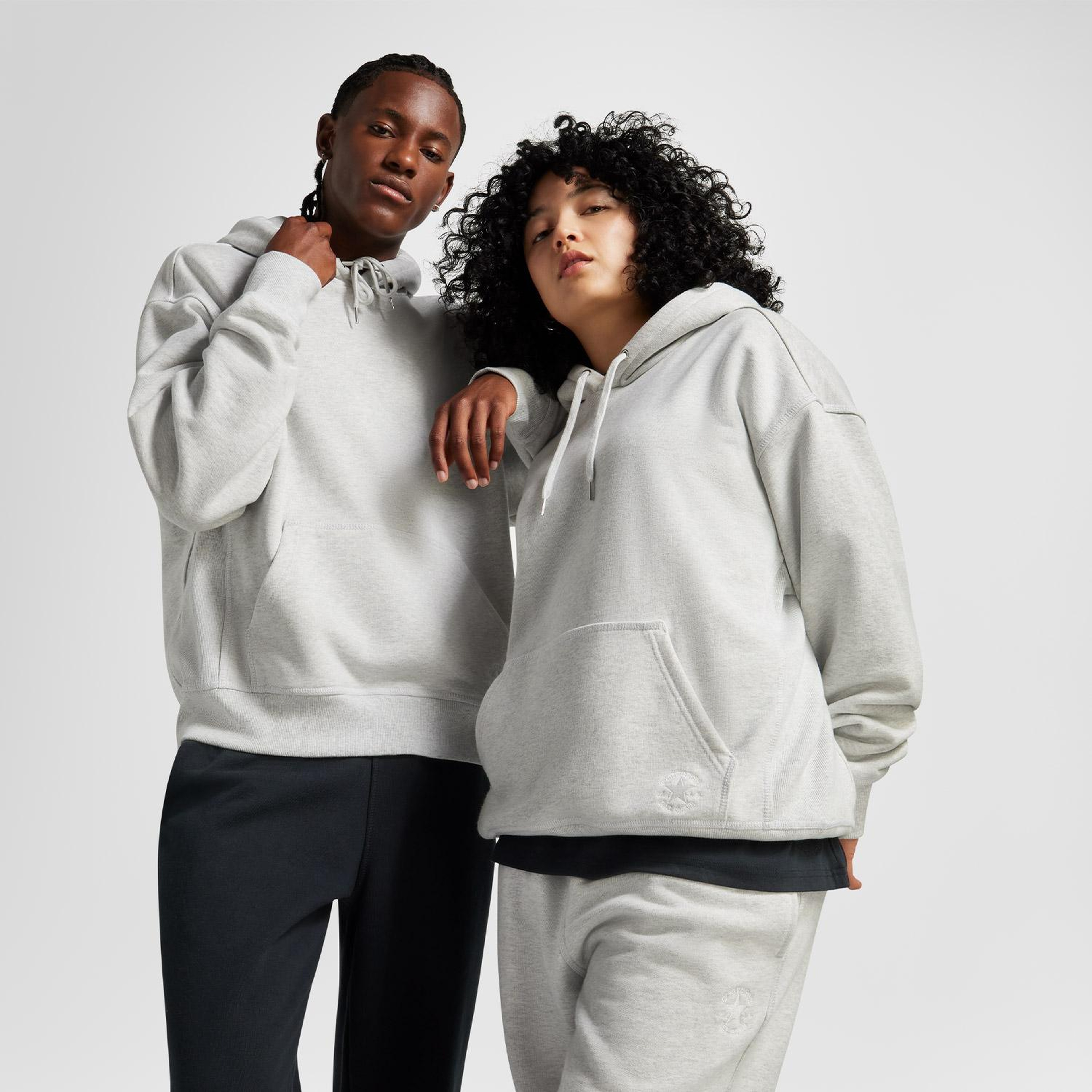 Converse Unisex Loose Fit Gri Hoodie