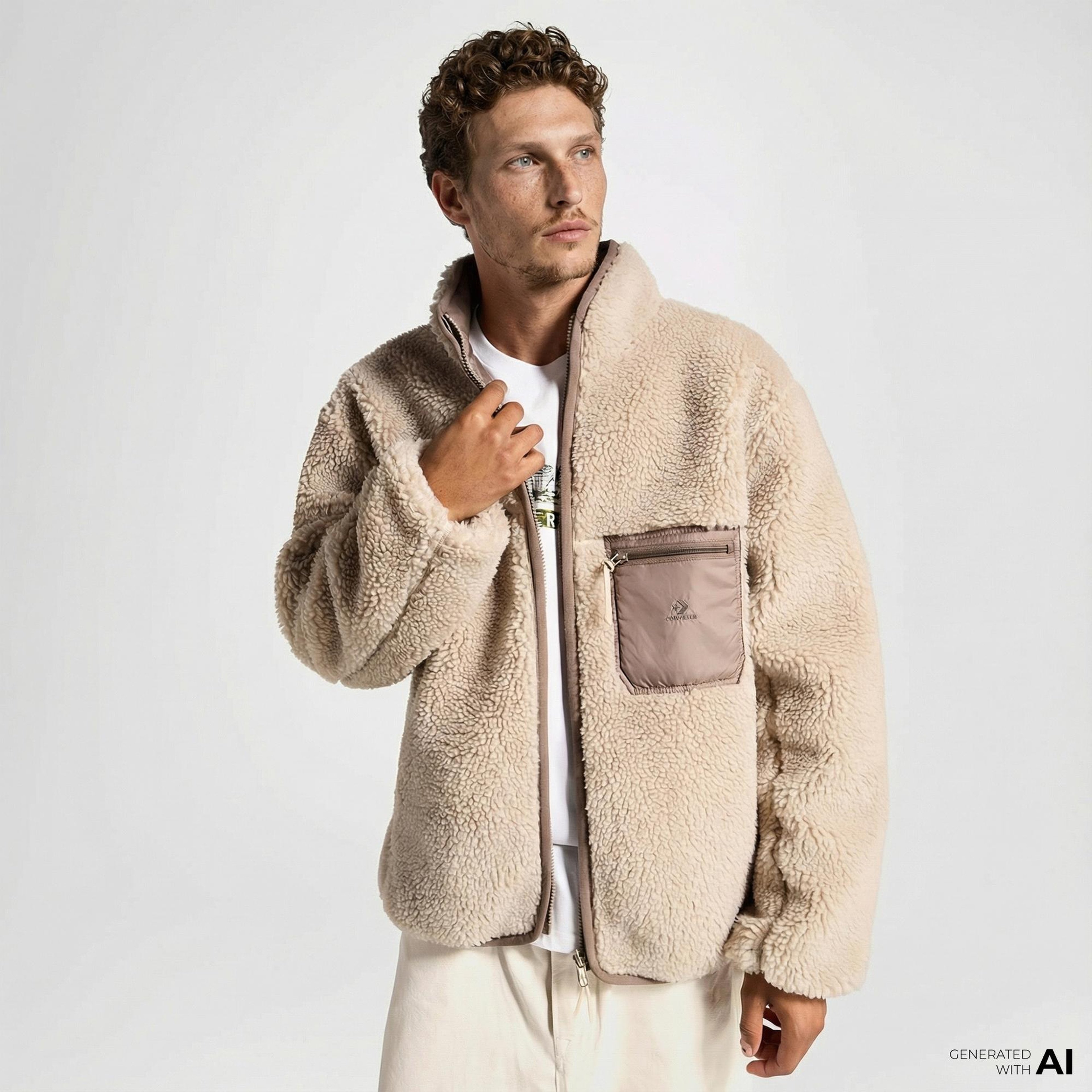 Converse Classic Erkek Dik Yaka Çift Taraflı Bej Ceket