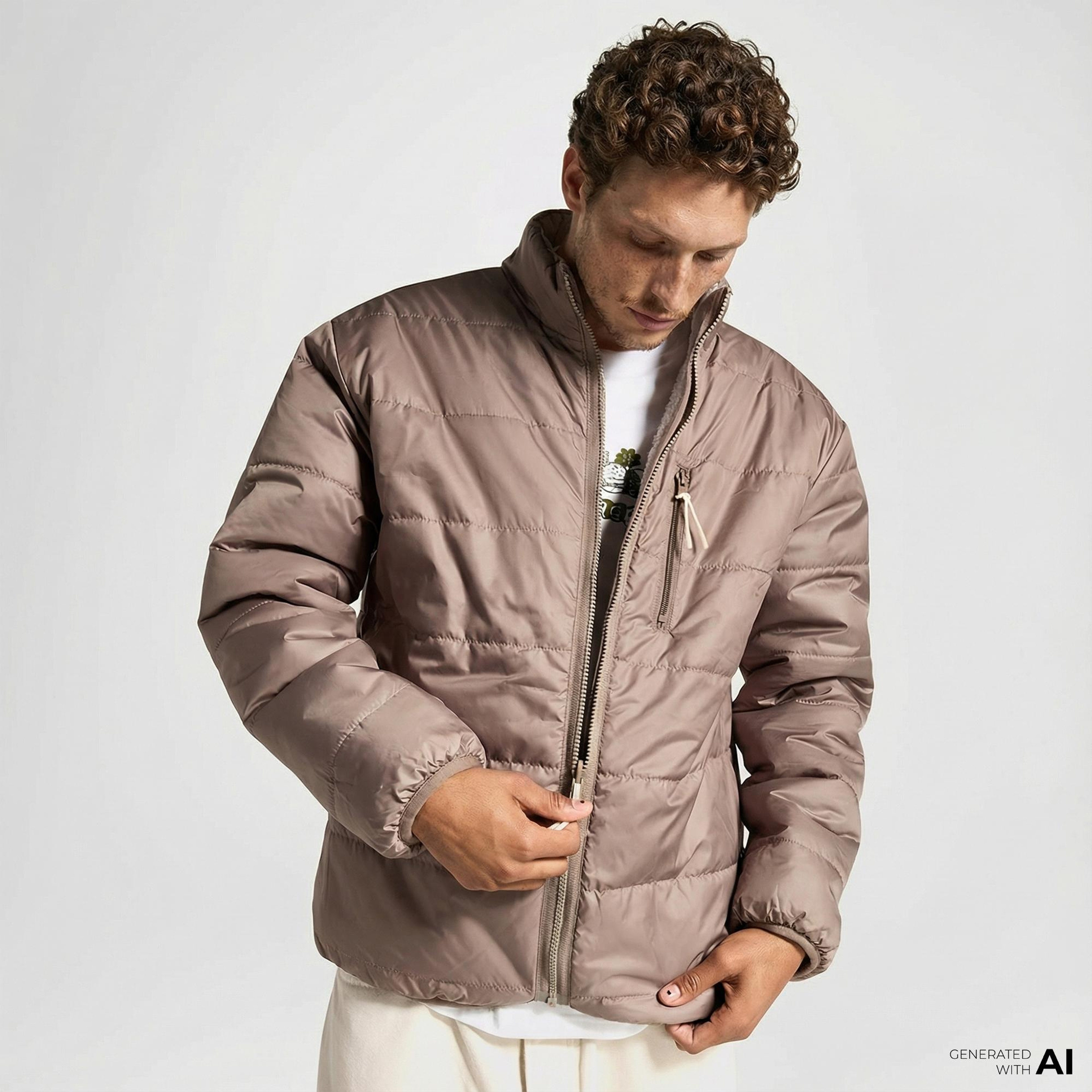 Converse Classic Erkek Dik Yaka Çift Taraflı Bej Ceket