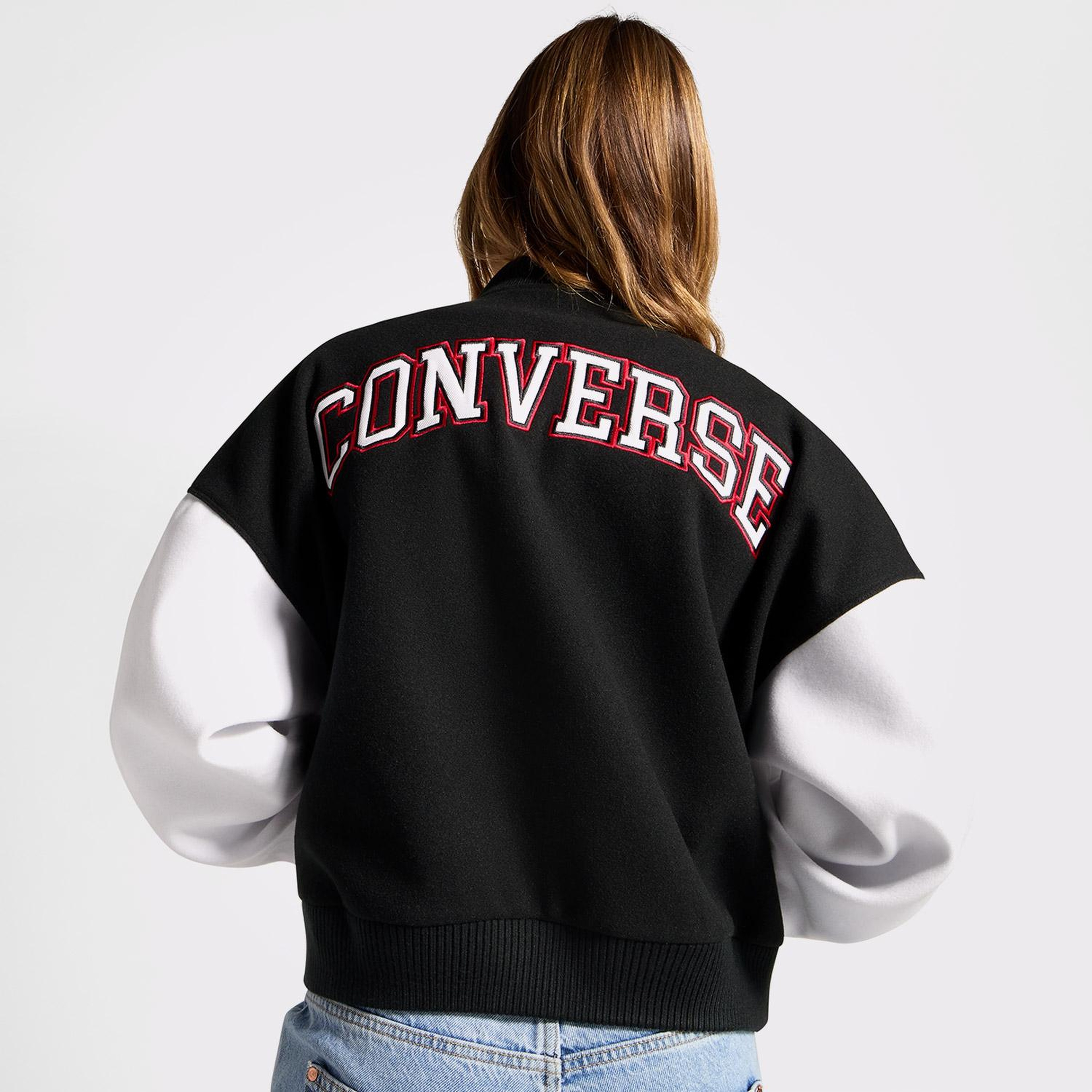 Converse Kadın Dik Yaka Siyah Bomber Ceket