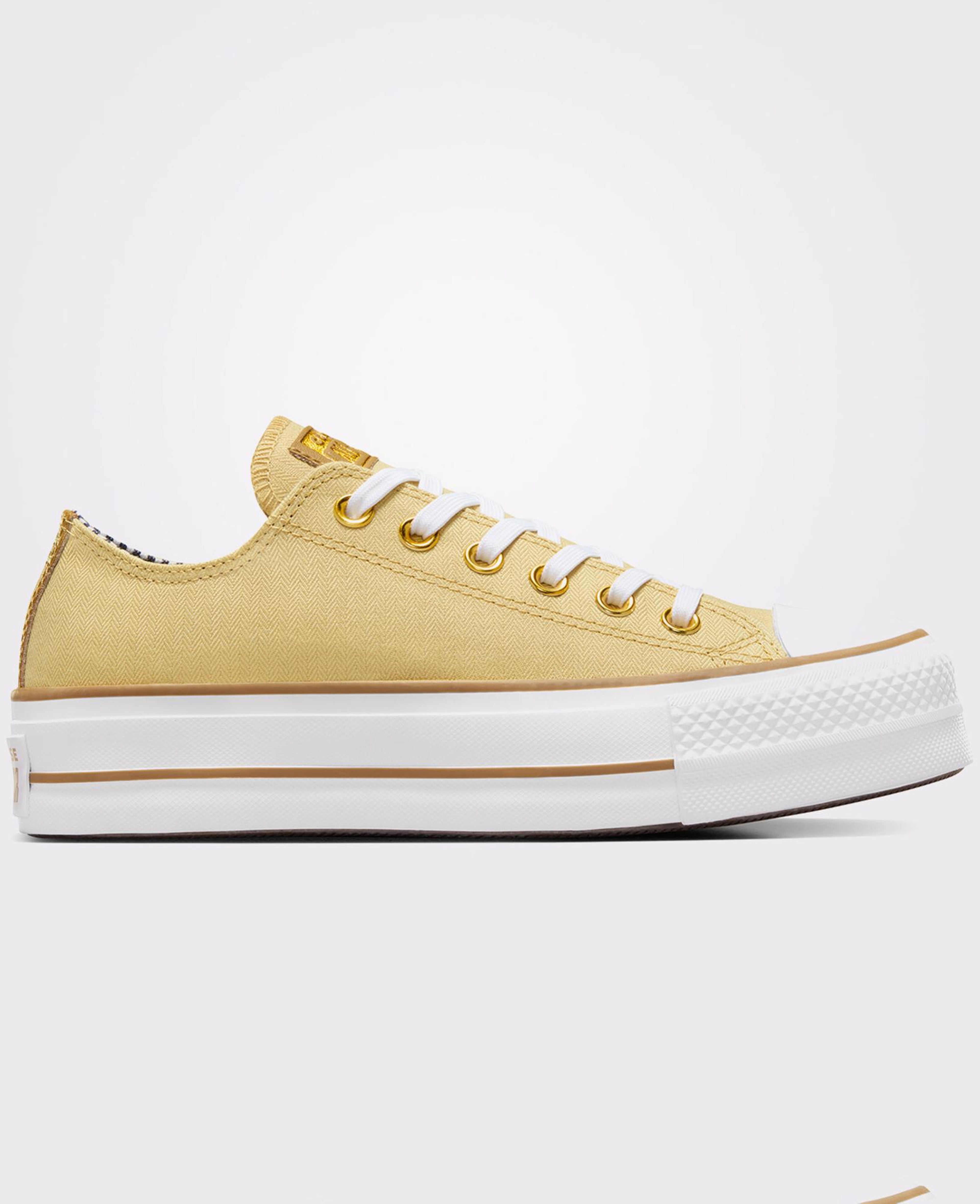 Converse Chuck Taylor All Star Lift Platform Herringbone Stripe Kadın Sarı Sneaker