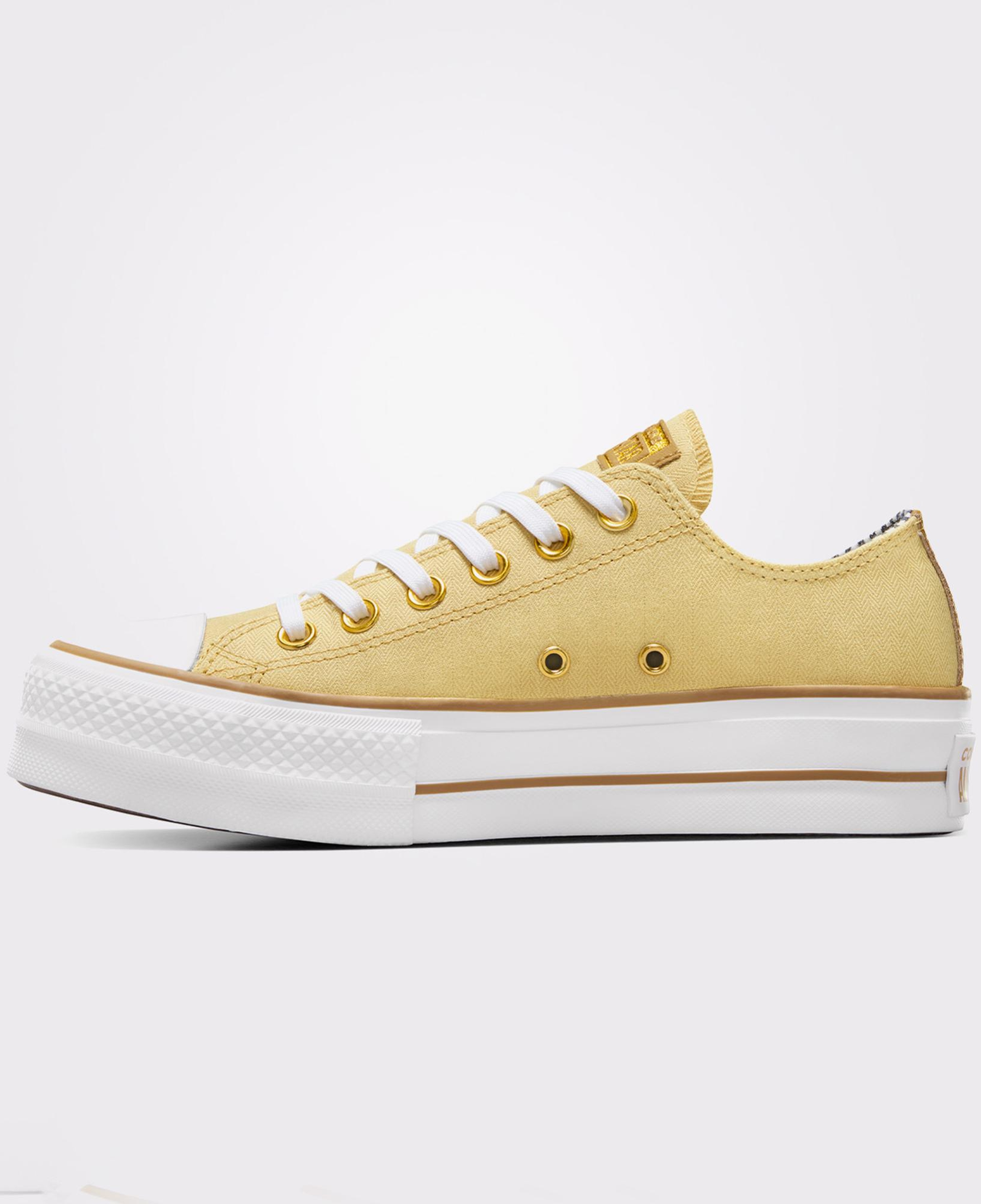 Converse Chuck Taylor All Star Lift Platform Herringbone Stripe Kadın Sarı Sneaker
