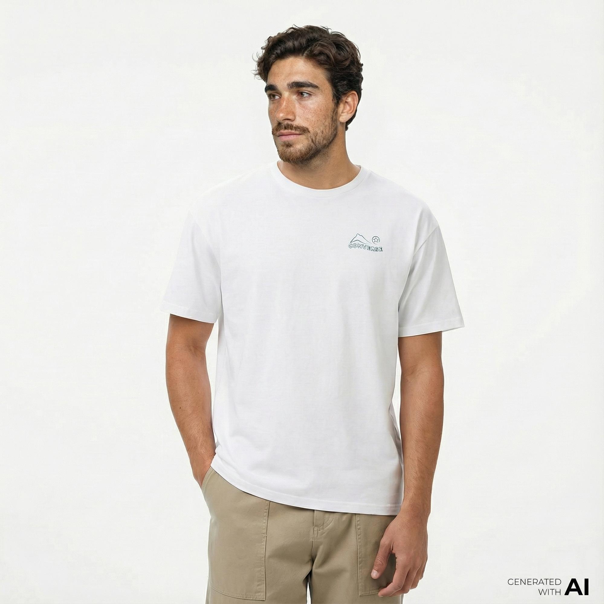 Converse Erkek Baskılı Beyaz T-Shirt