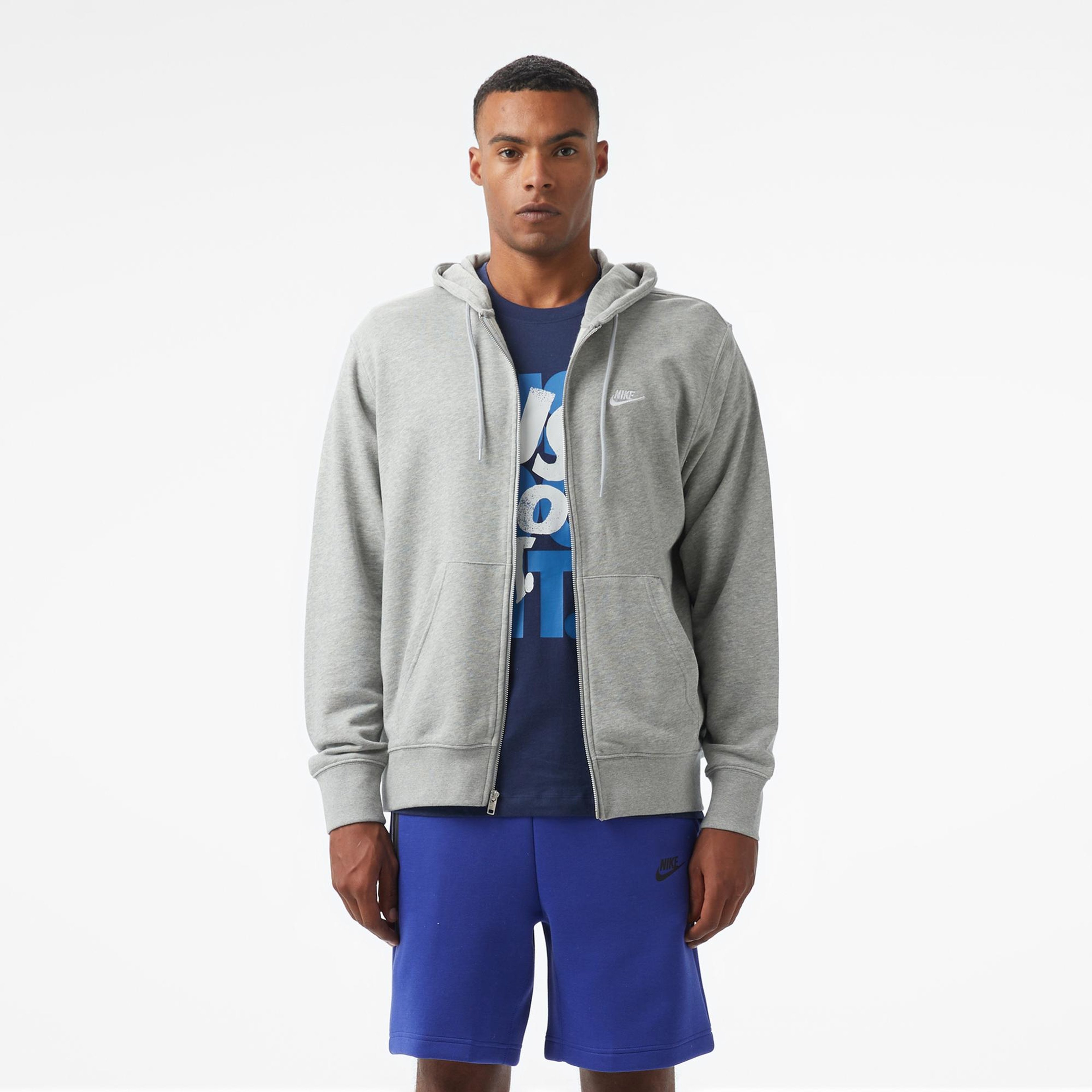 Nike Club Fleece Erkek Gri Hoodie
