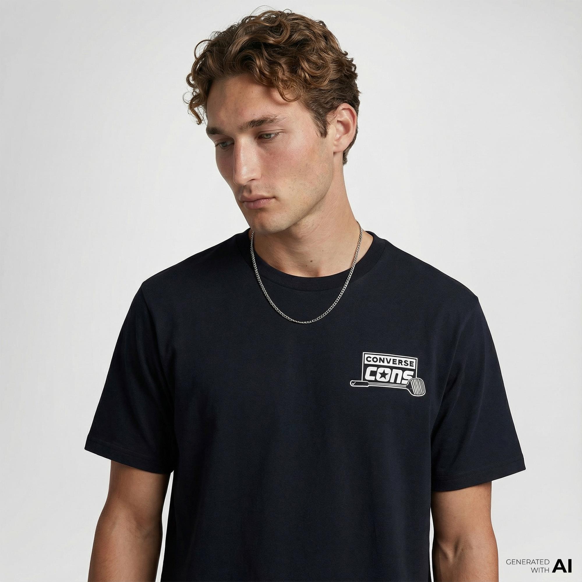 Converse Erkek Loose Fit Baskılı Siyah T-Shirt