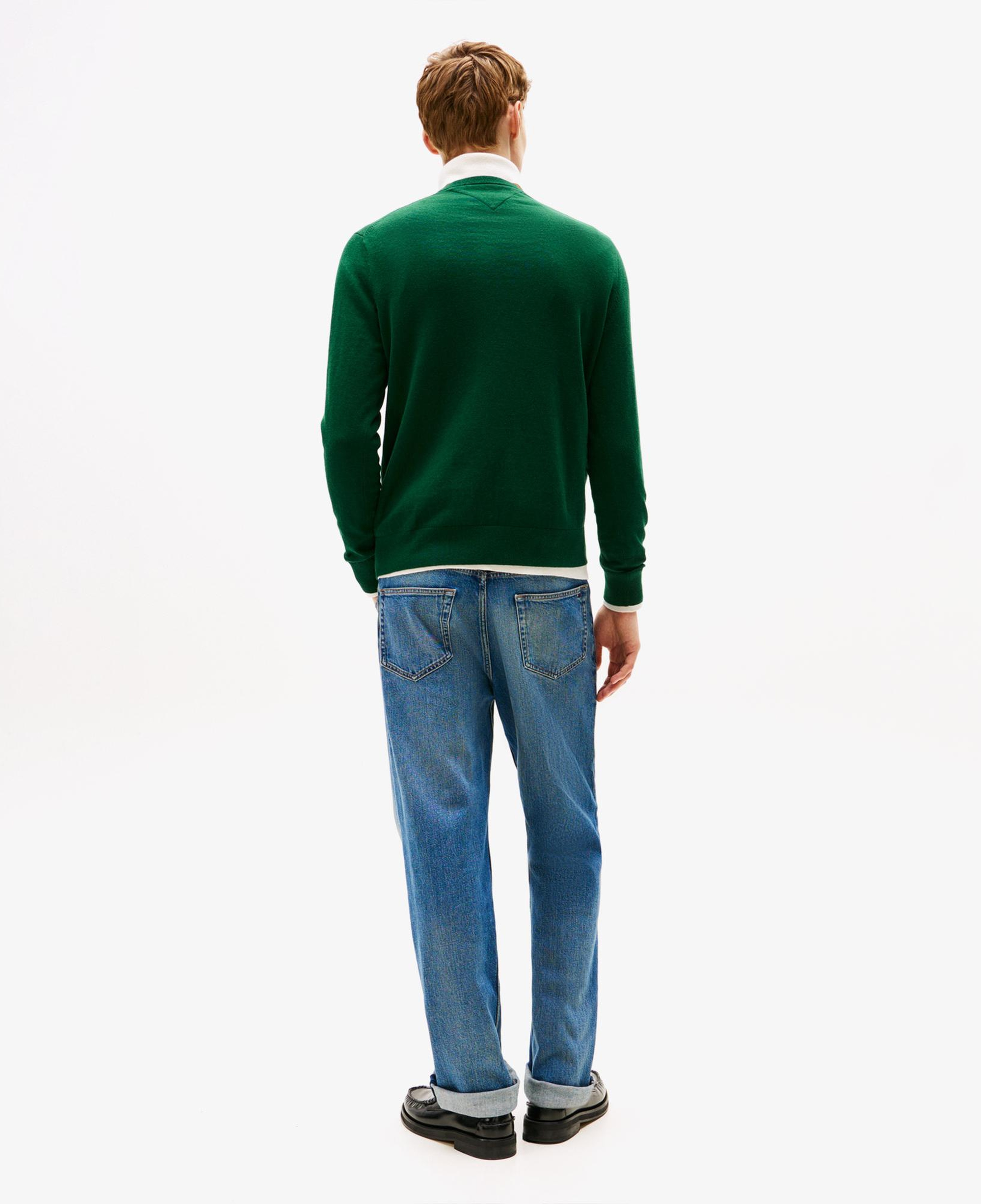 Tommy Hilfiger Essential Cotton Yuvarlak Yaka Erkek Yeşil Kazak