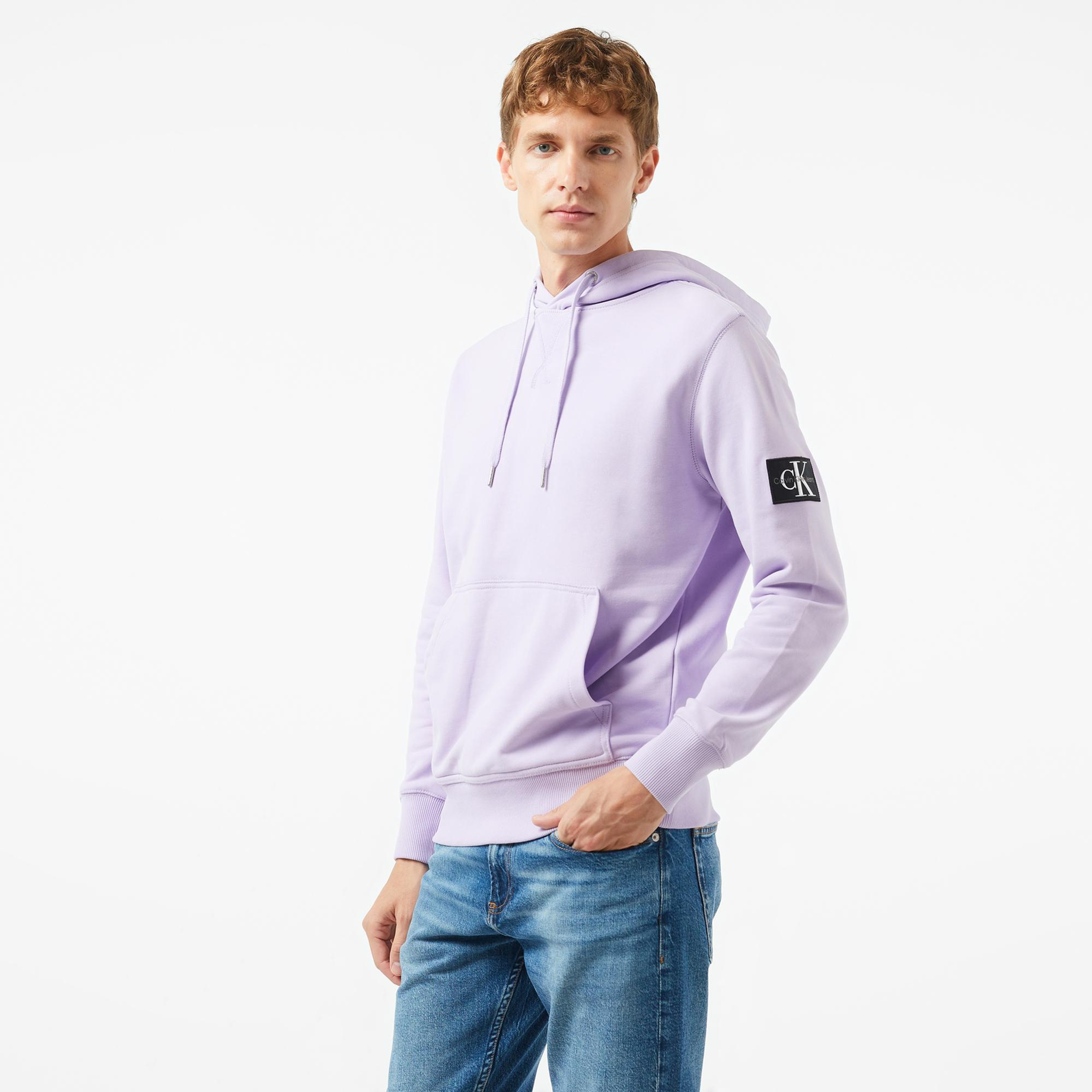 Calvin Klein Jeans Badge Erkek Lila Hoodie