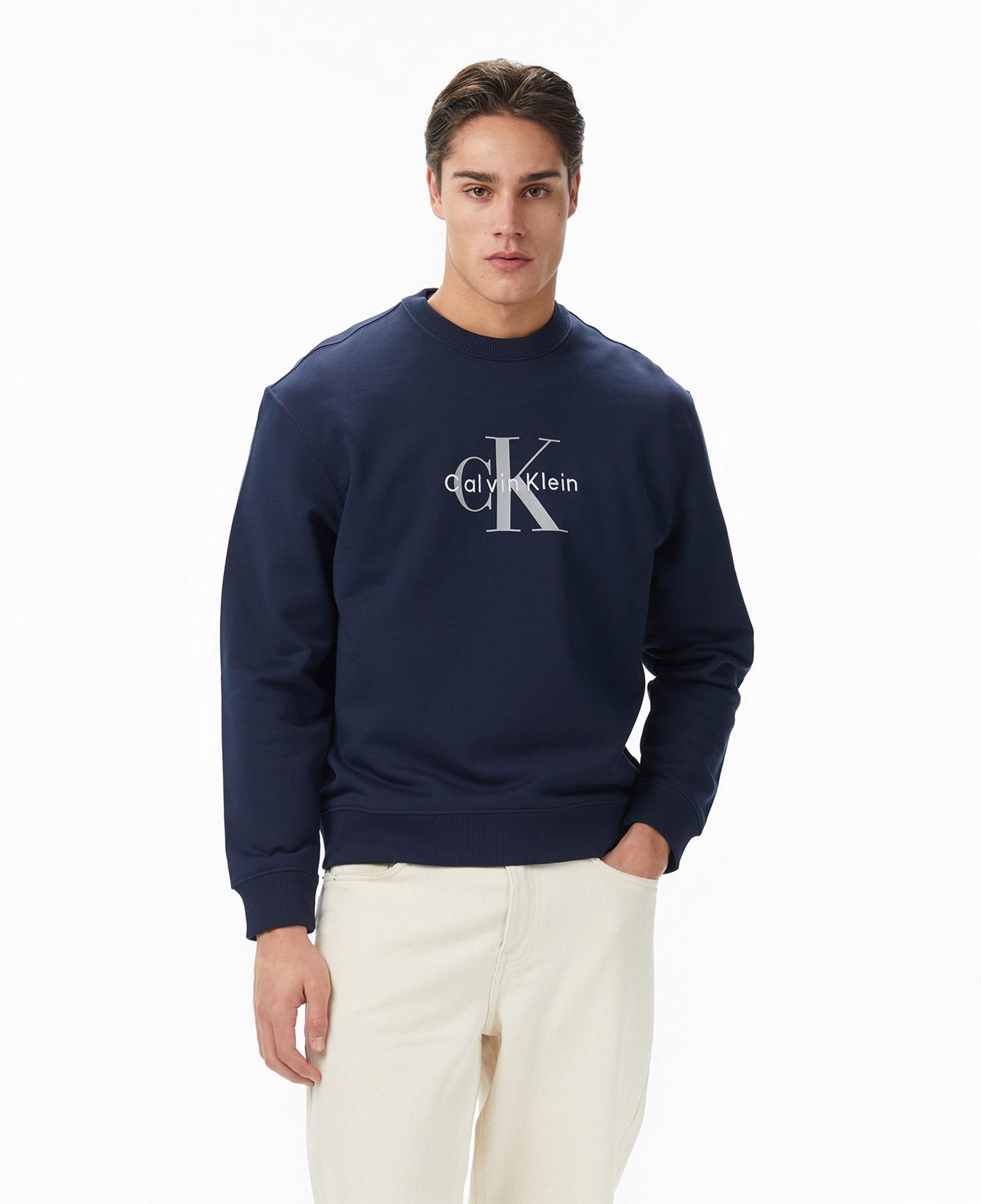 Calvin Klein Terry Monologo Erkek Lacivert Sweatshirt