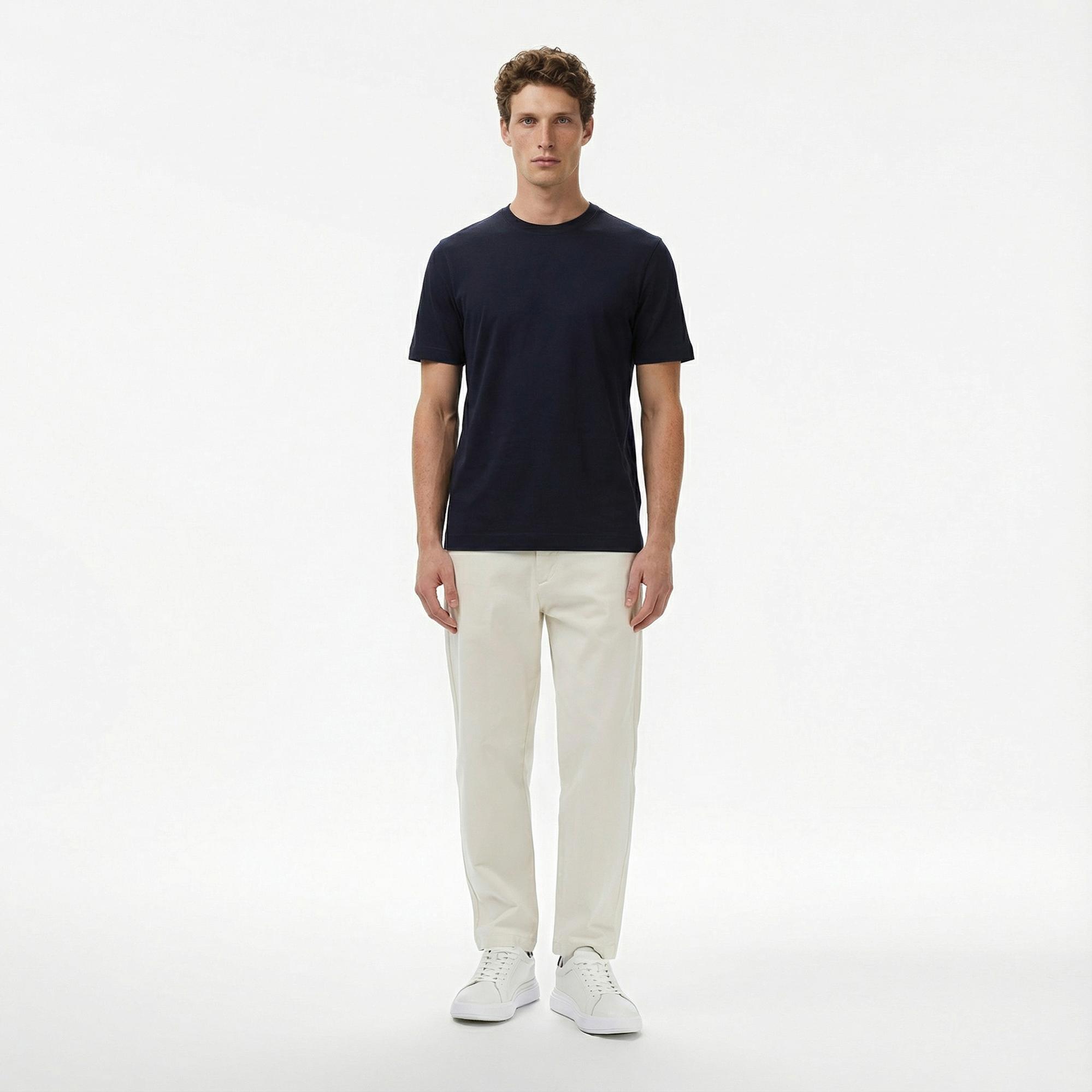Tommy Hilfiger Mercerised Cotton Erkek Lacivert T-Shirt