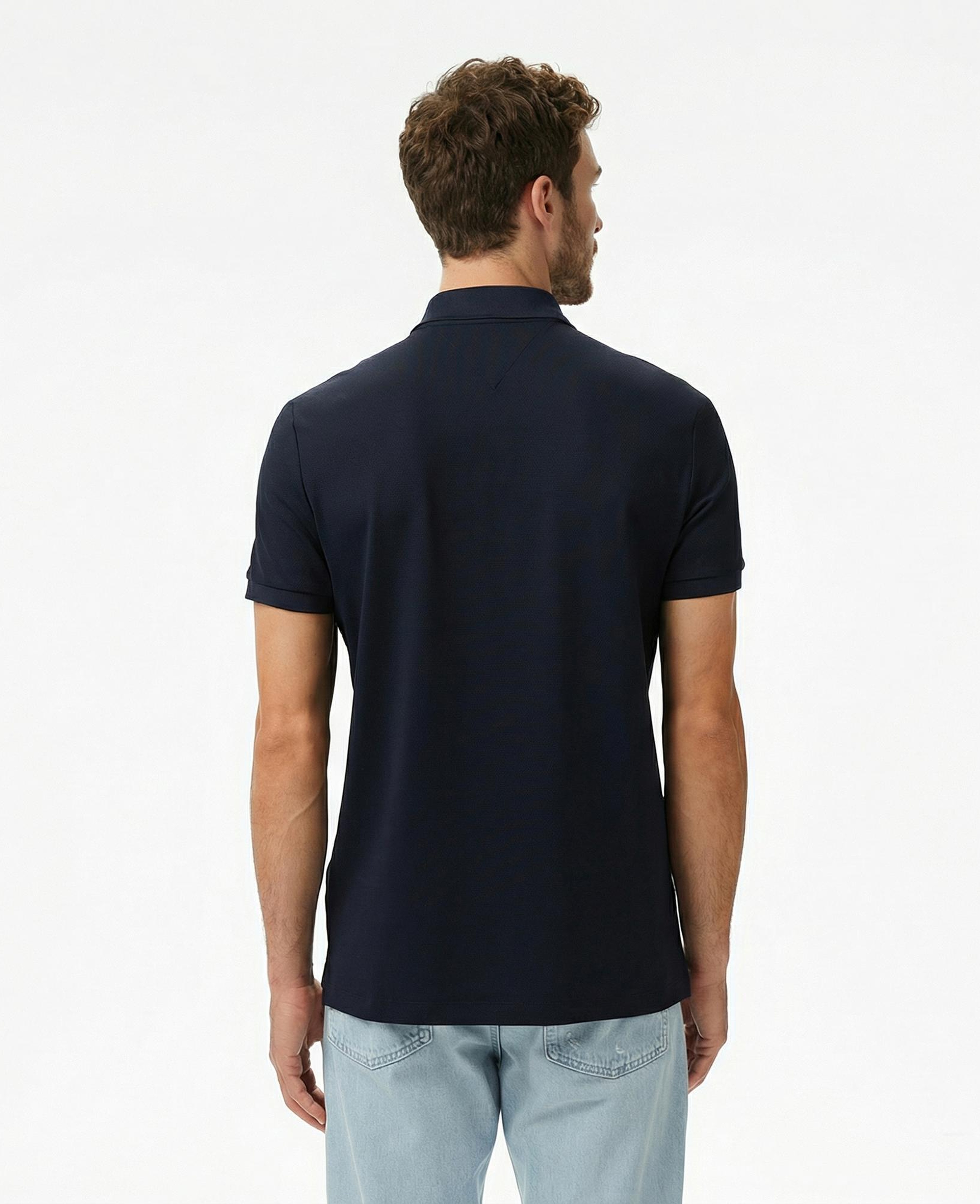 Tommy Hilfiger Performance Pique Erkek Lacivert Polo Yaka T-Shirt