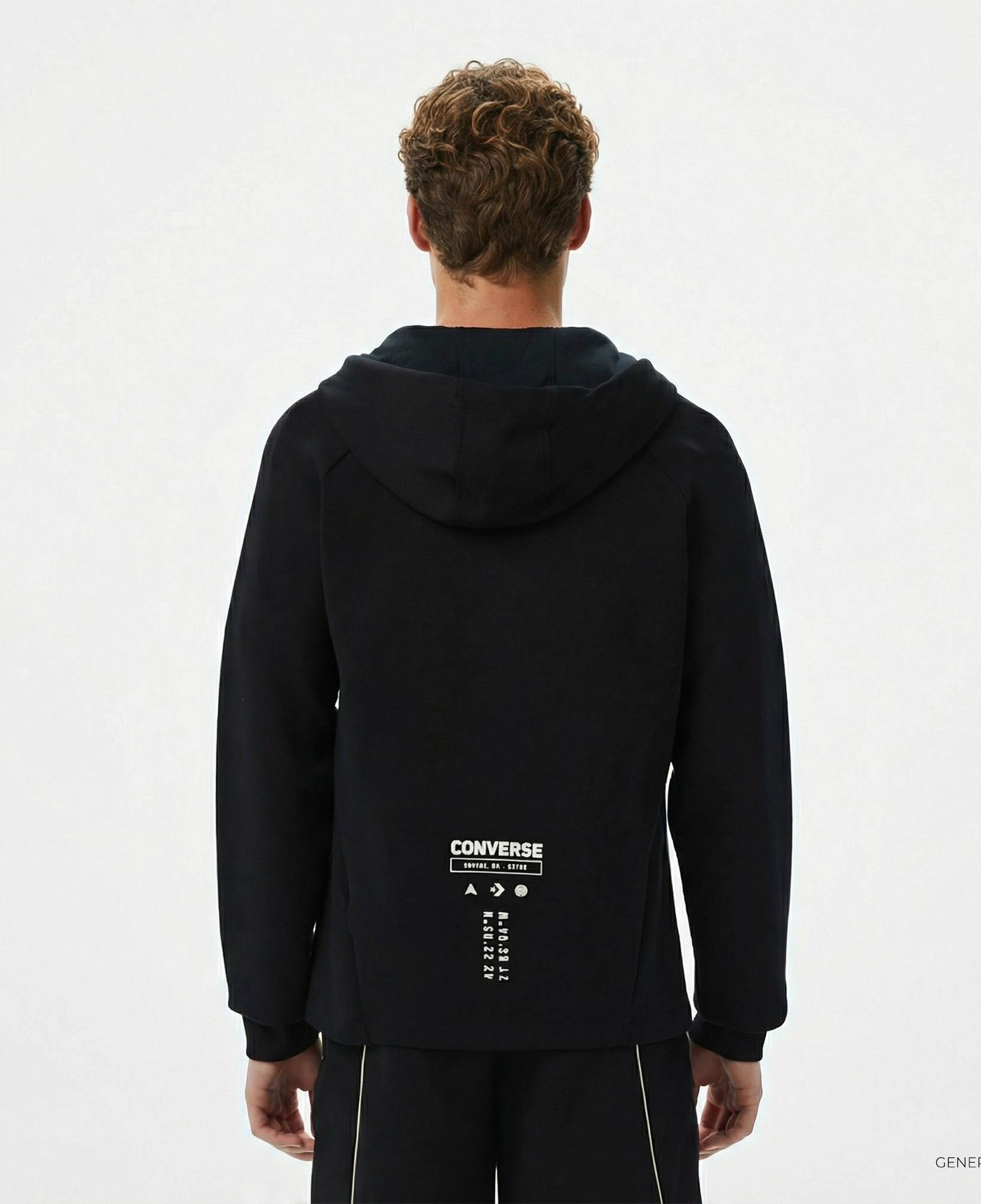 Converse Star Chevron Baskılı Regular Fit Erkek Siyah Hoodie