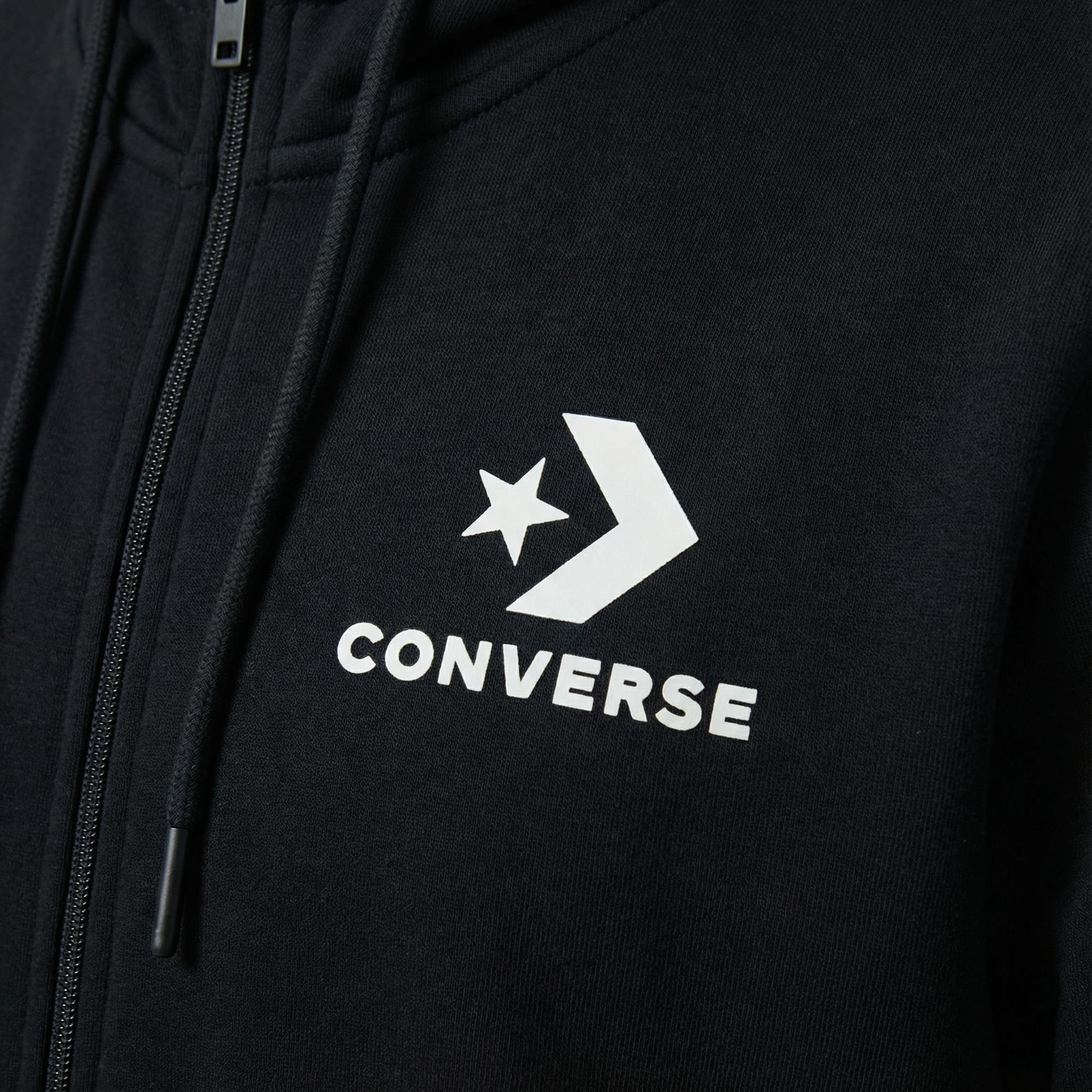 Converse Star Chevron Baskılı Regular Fit Erkek Siyah Hoodie