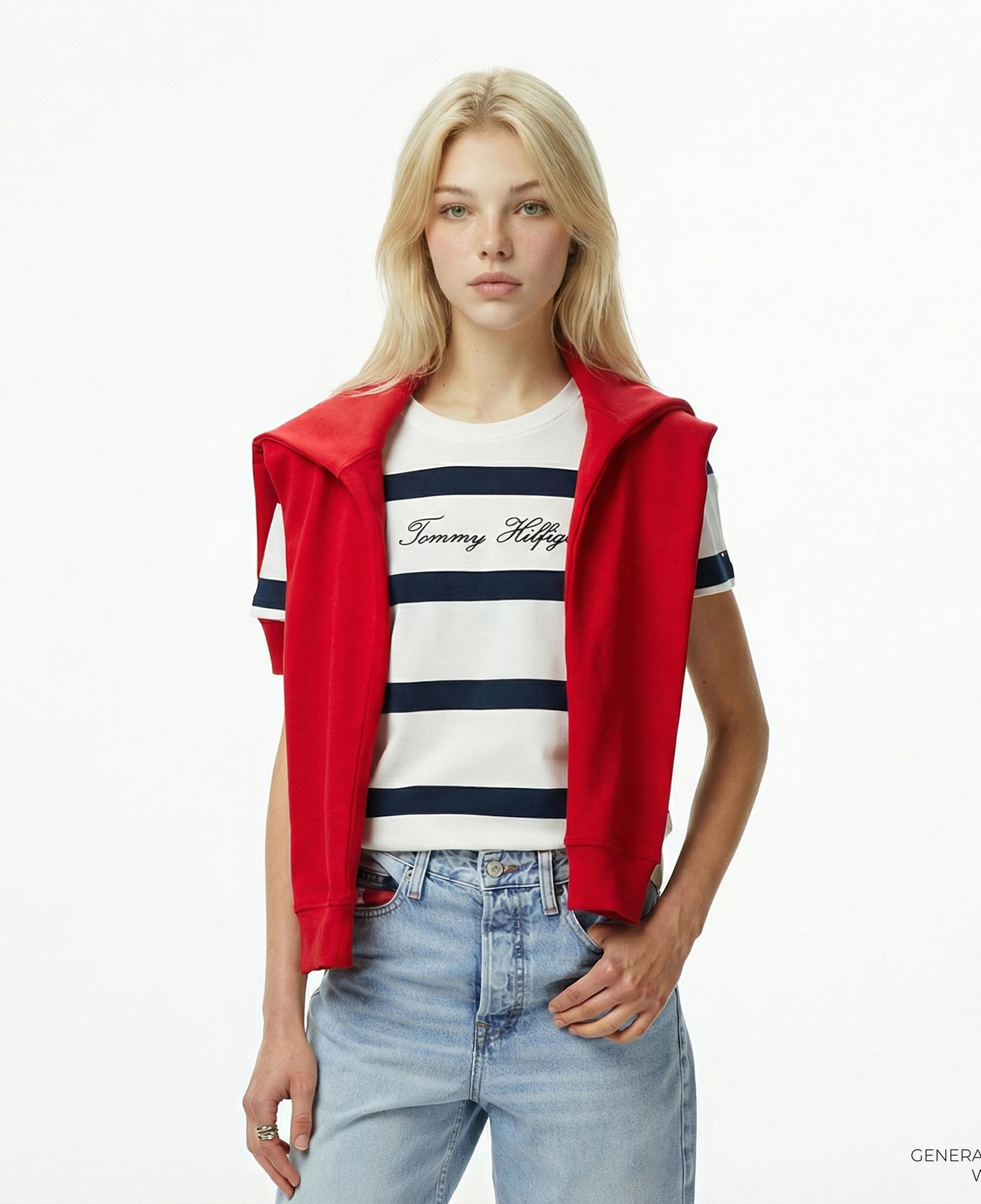 Tommy Hilfiger Script Regular Kadın Mavi T-Shirt