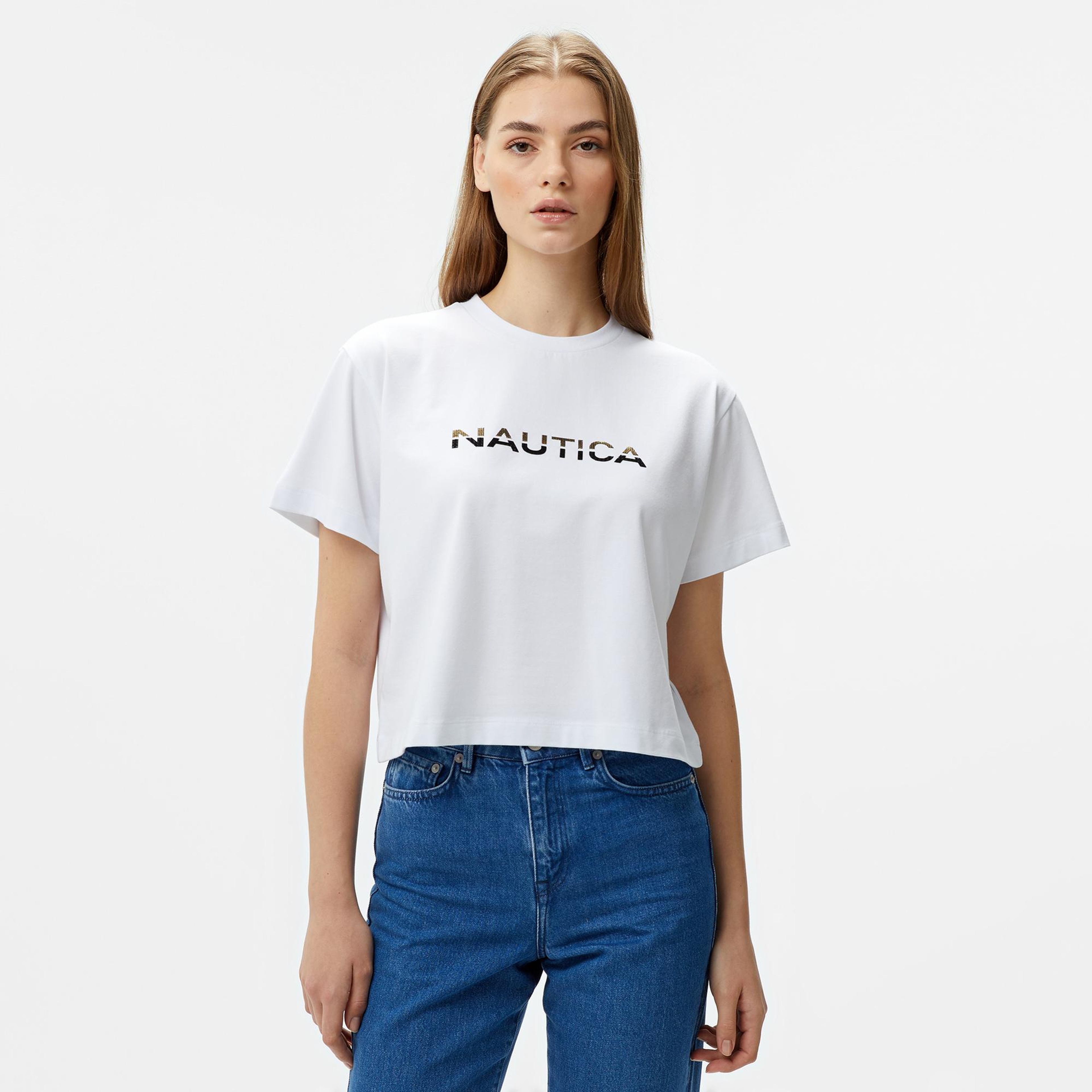 Nautica Kadın Beyaz Kısa Kollu T-Shirt