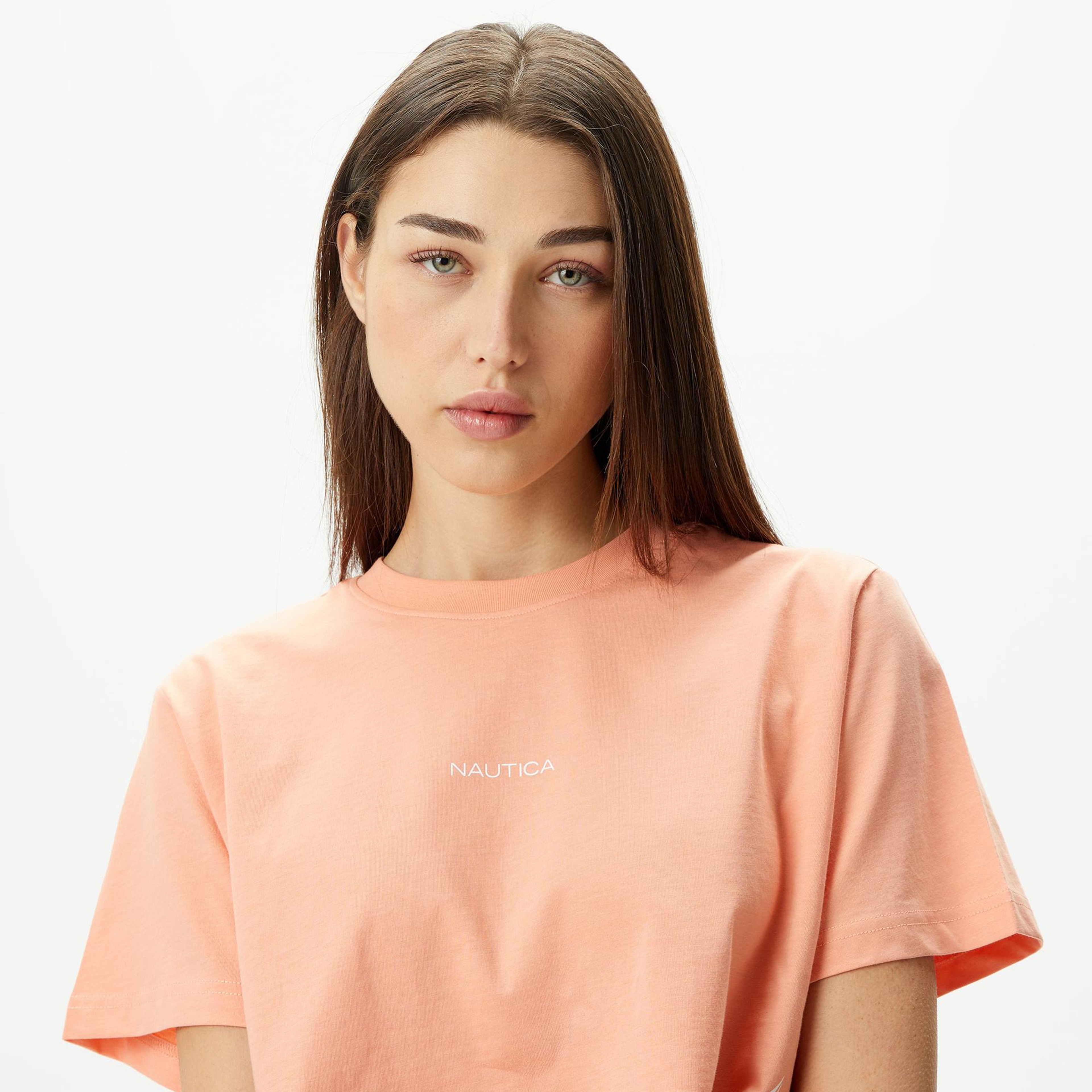 Nautica Kadın Turuncu Relaxed Fit Crop T-Shirt