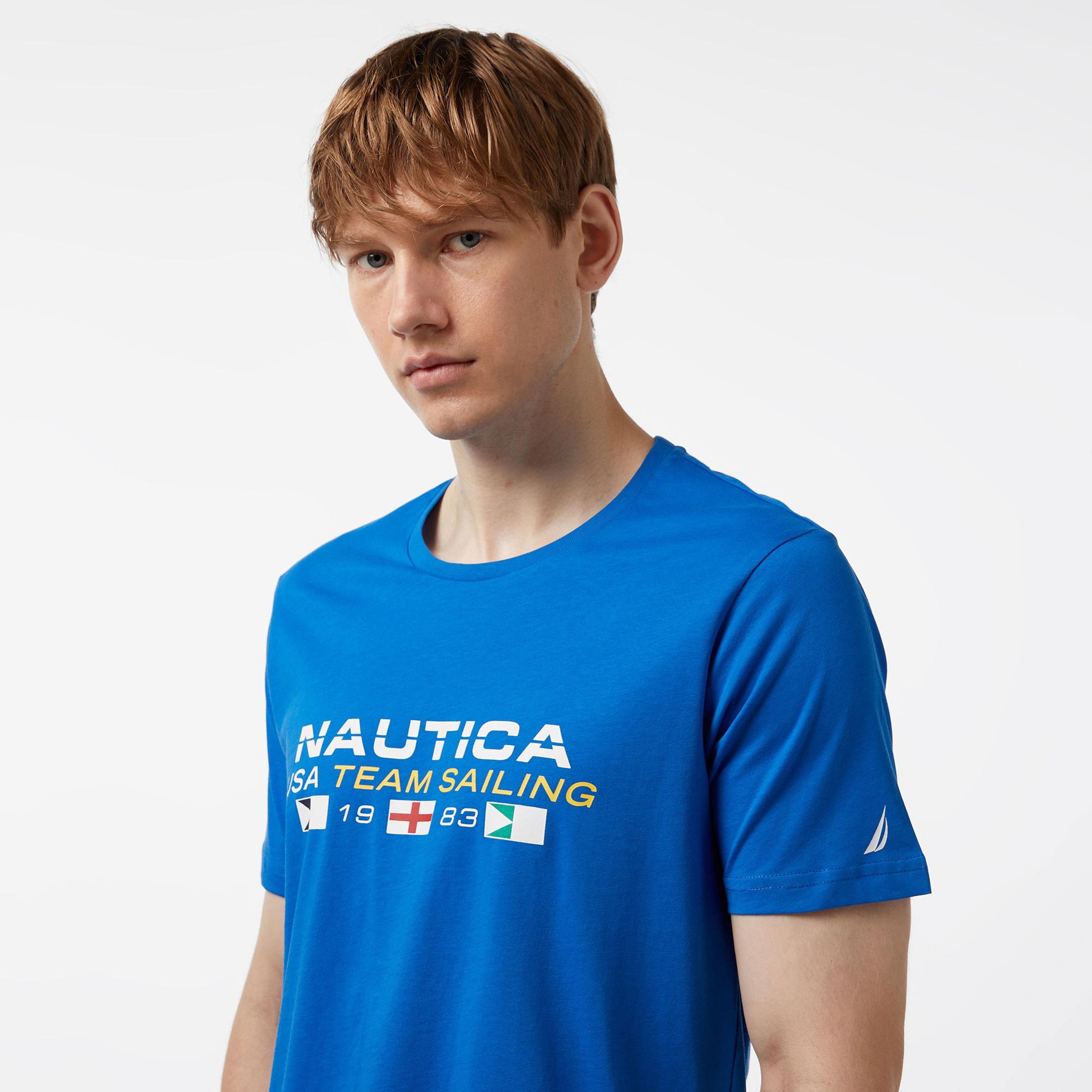 Nautica Erkek Mavi Standart Fit Kısa Kollu Baskılı T-Shirt