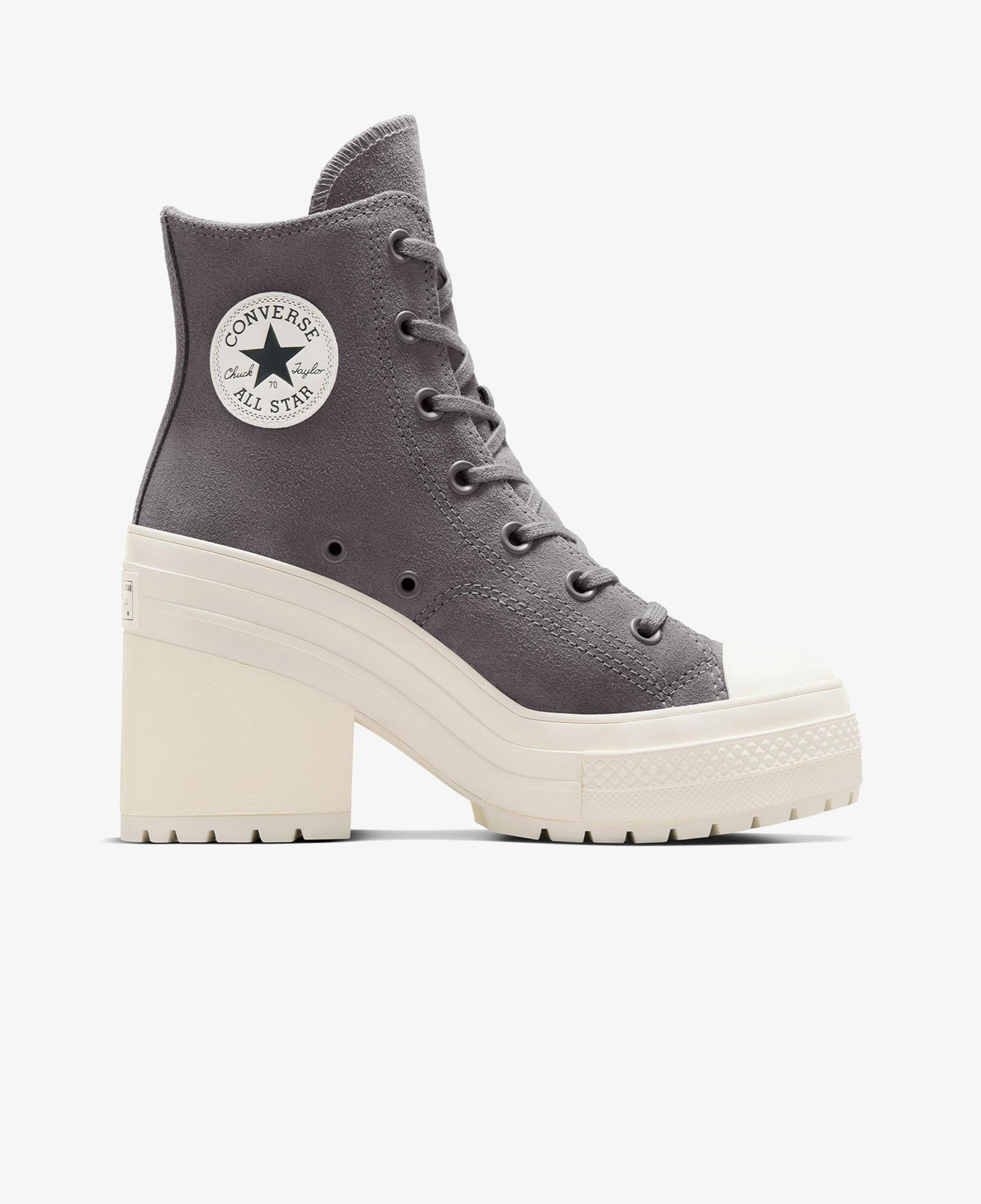 Converse Chuck 70 De Luxe Heel Unisex Gri Deri Platform Sneaker