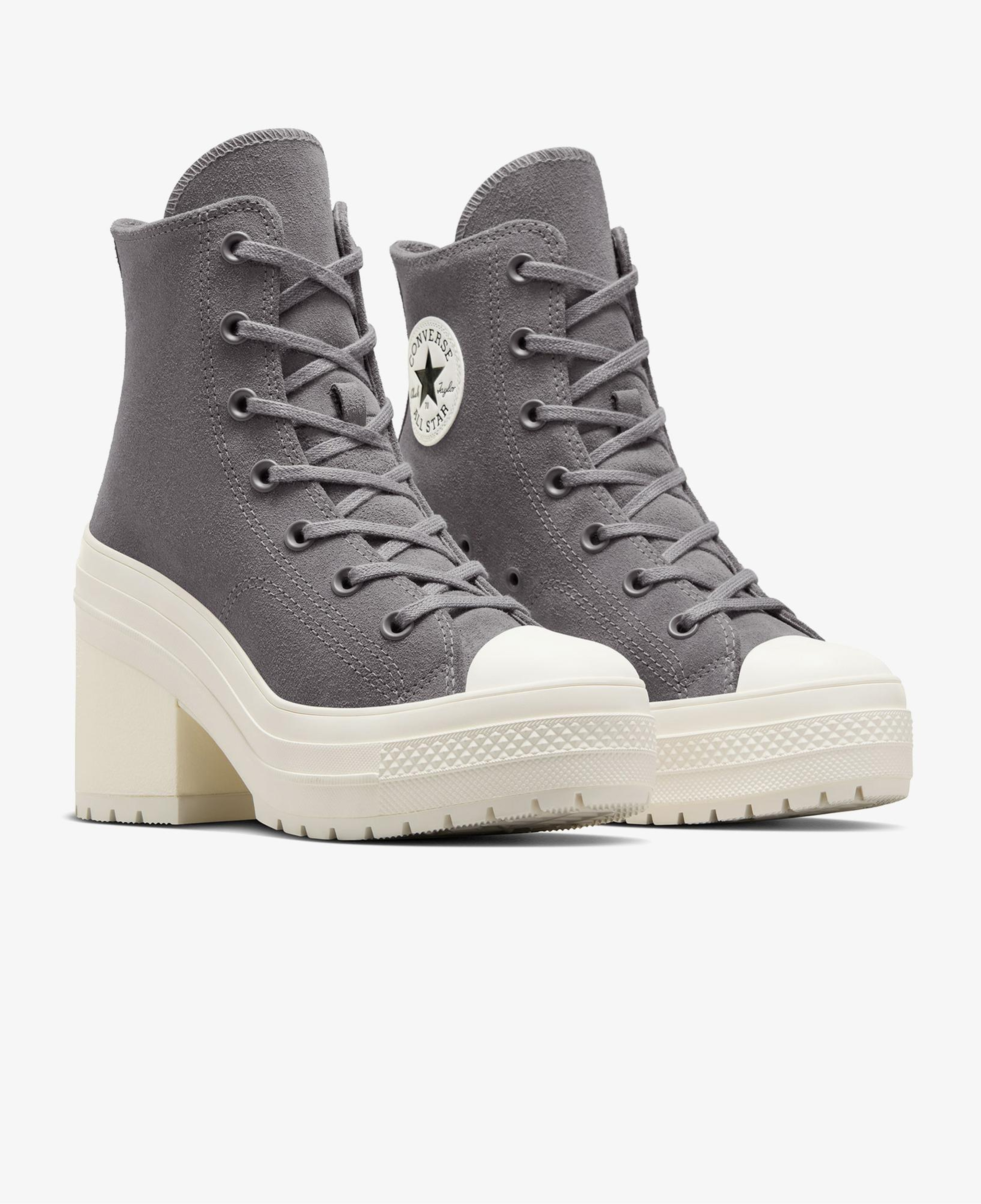 Converse Chuck 70 De Luxe Heel Unisex Gri Deri Platform Sneaker
