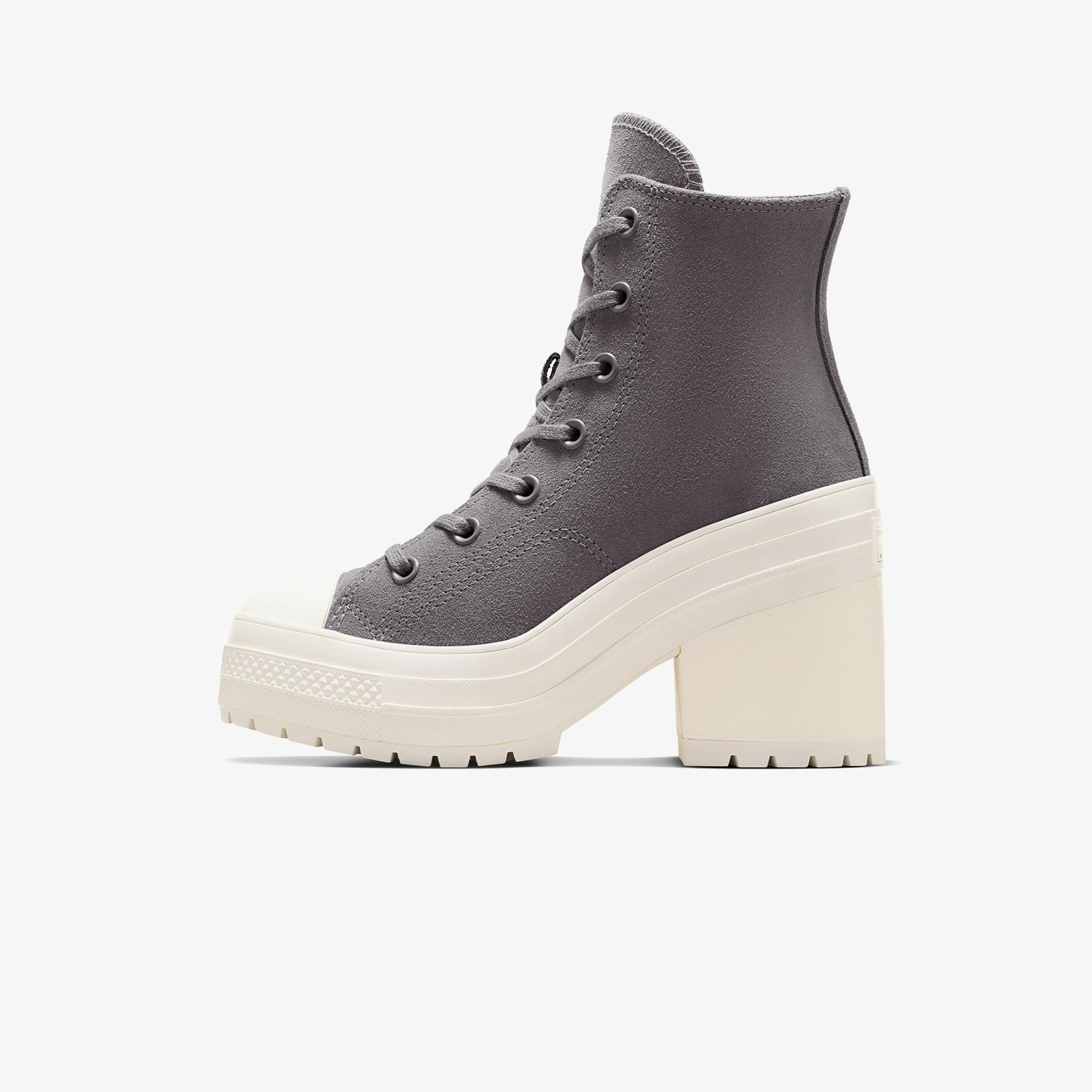Converse Chuck 70 De Luxe Heel Unisex Gri Deri Platform Sneaker