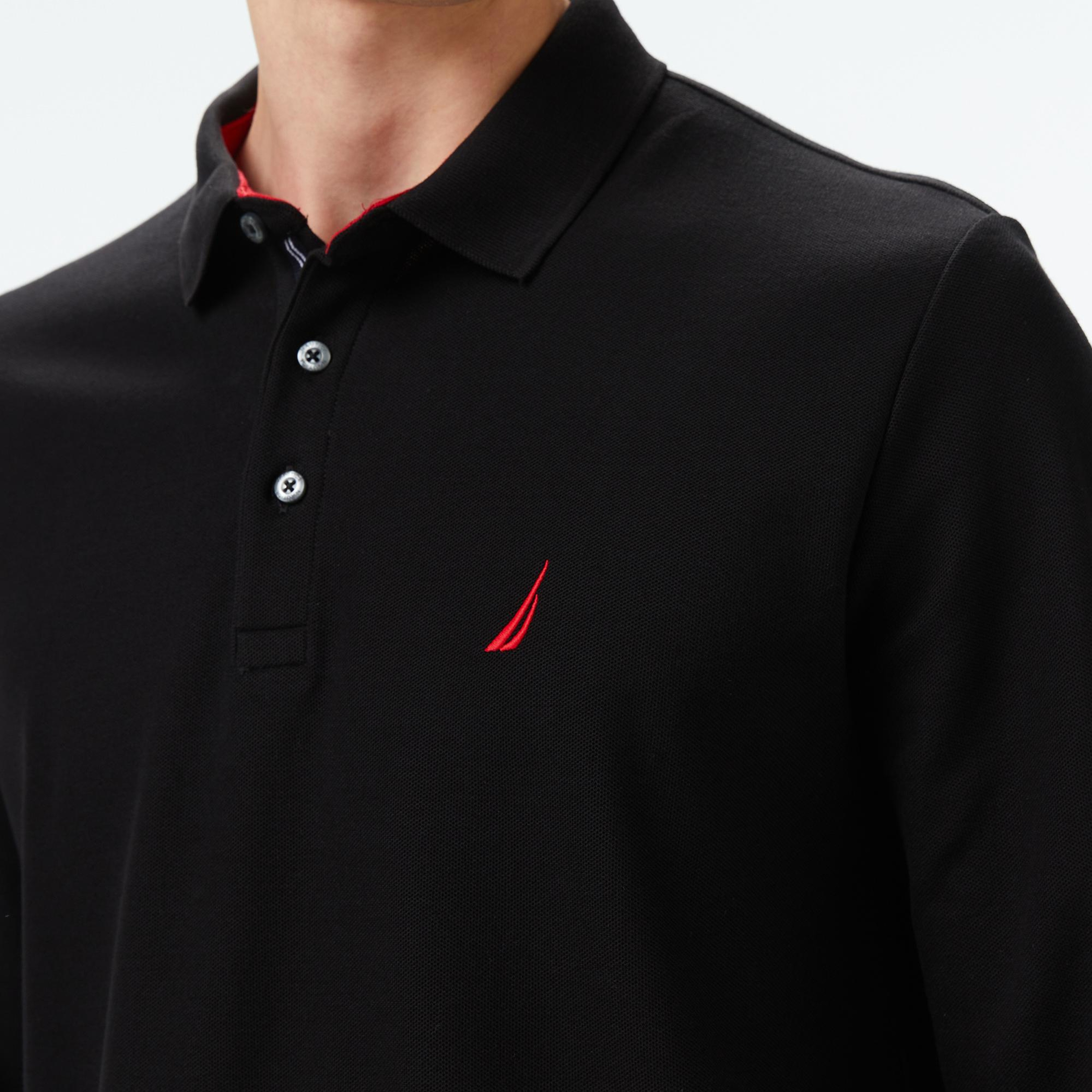 Nautica Erkek Siyah Classic Fit Uzun Kollu Polo Yaka T-Shirt