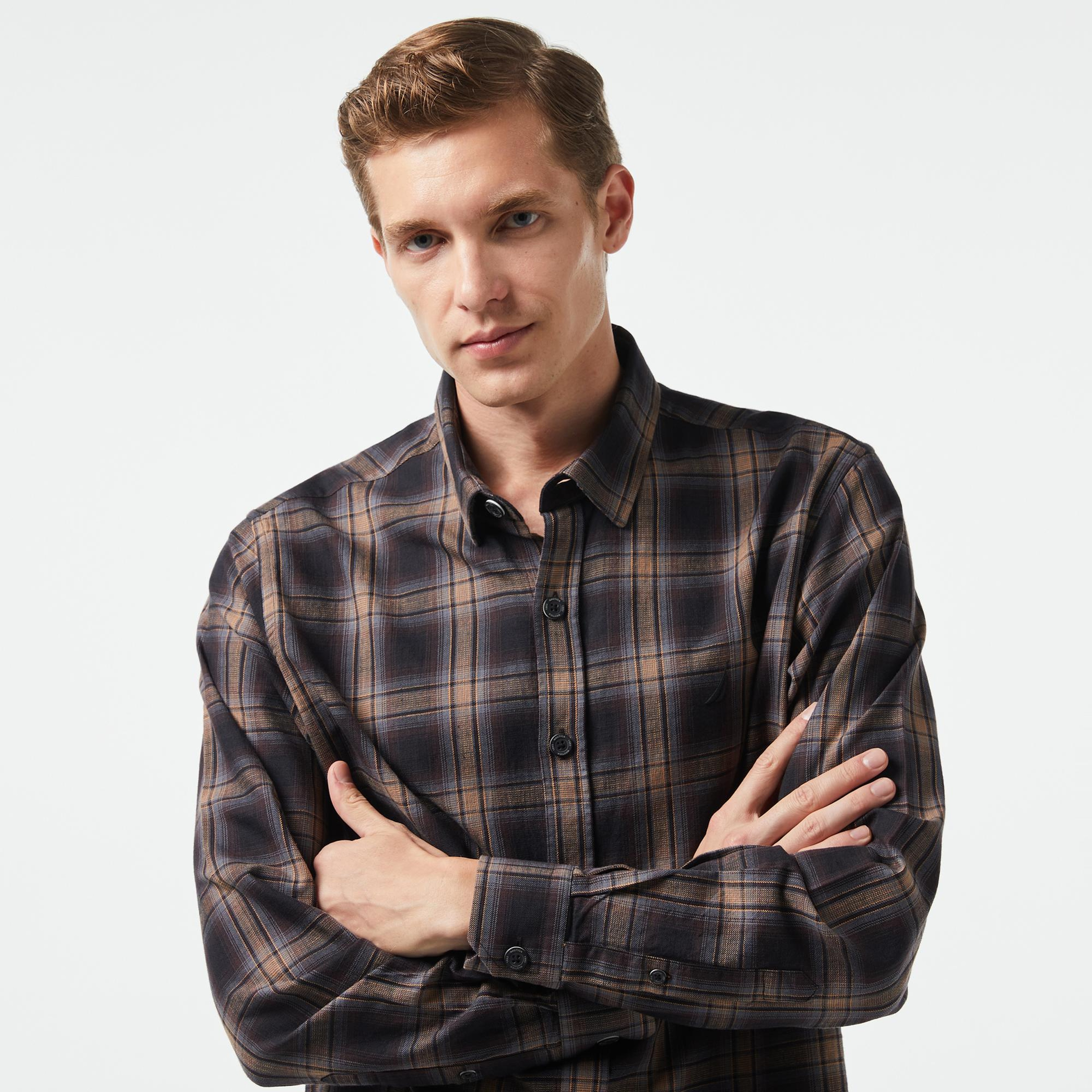 Nautica Erkek Kahverengi Classic Fit Gömlek