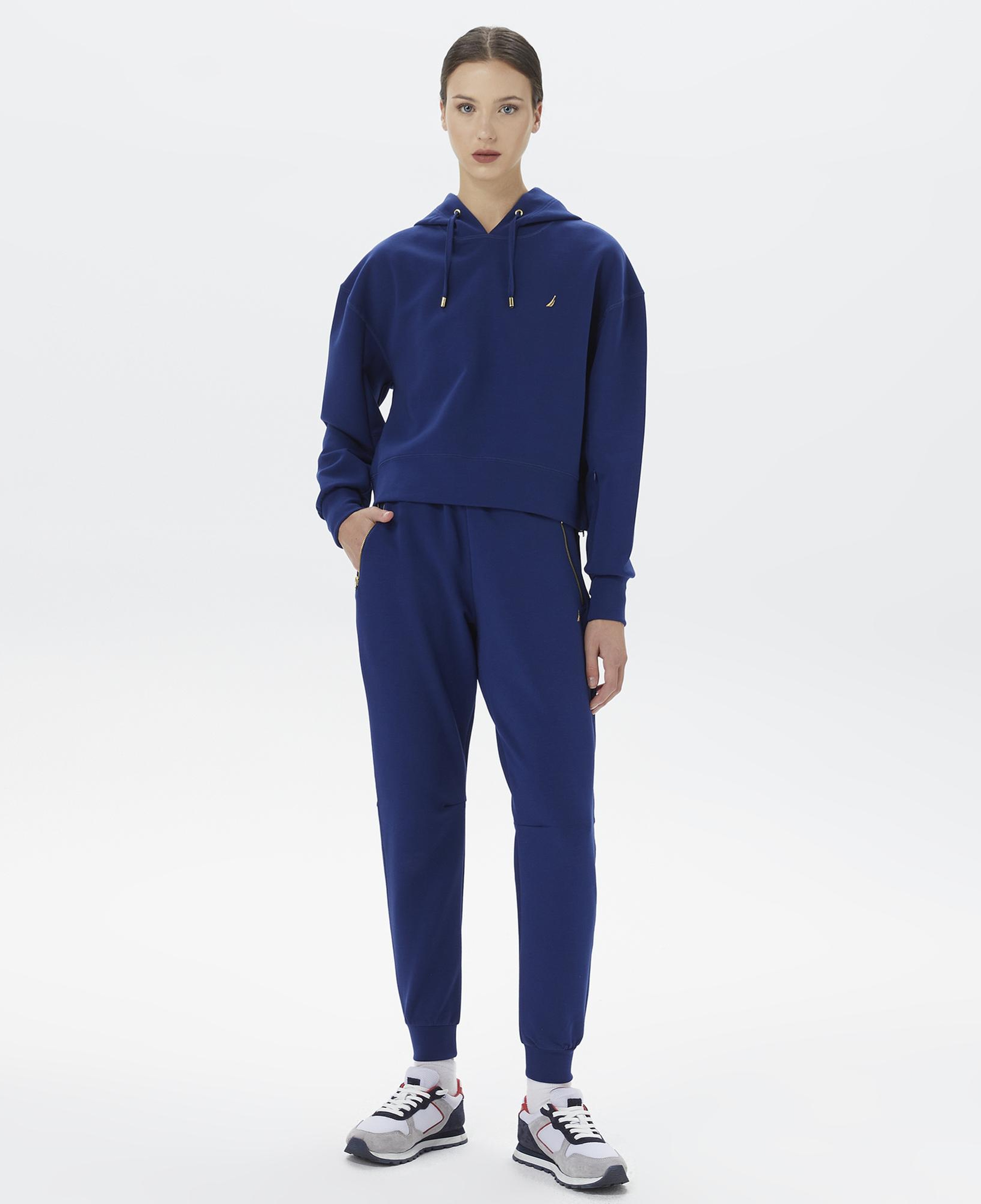 Nautica Kadın Mavi Relaxed Fit Kapüşonlu Sweatshirt