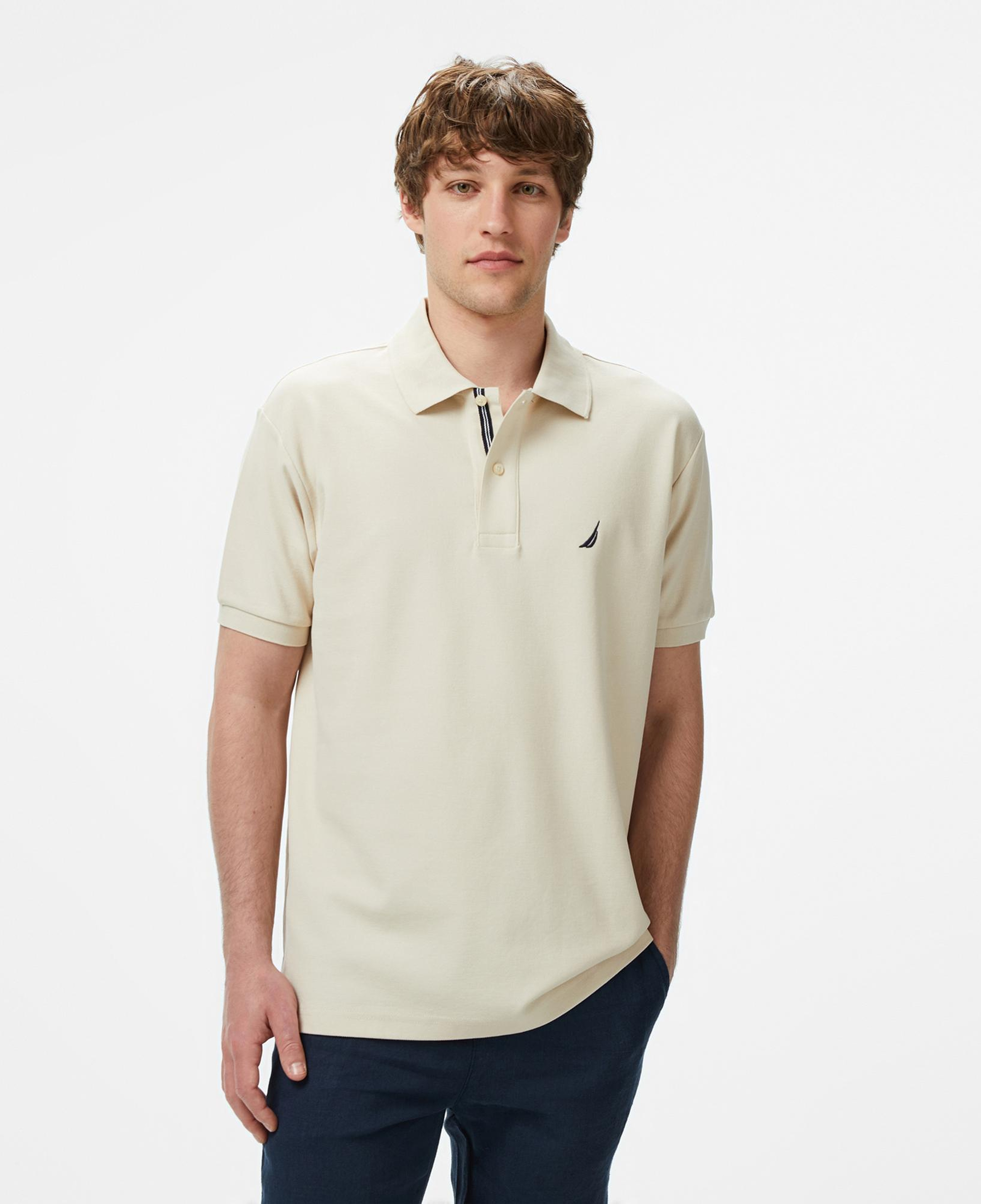 Nautica Erkek Bej Classic Fit Polo Yaka T-Shirt