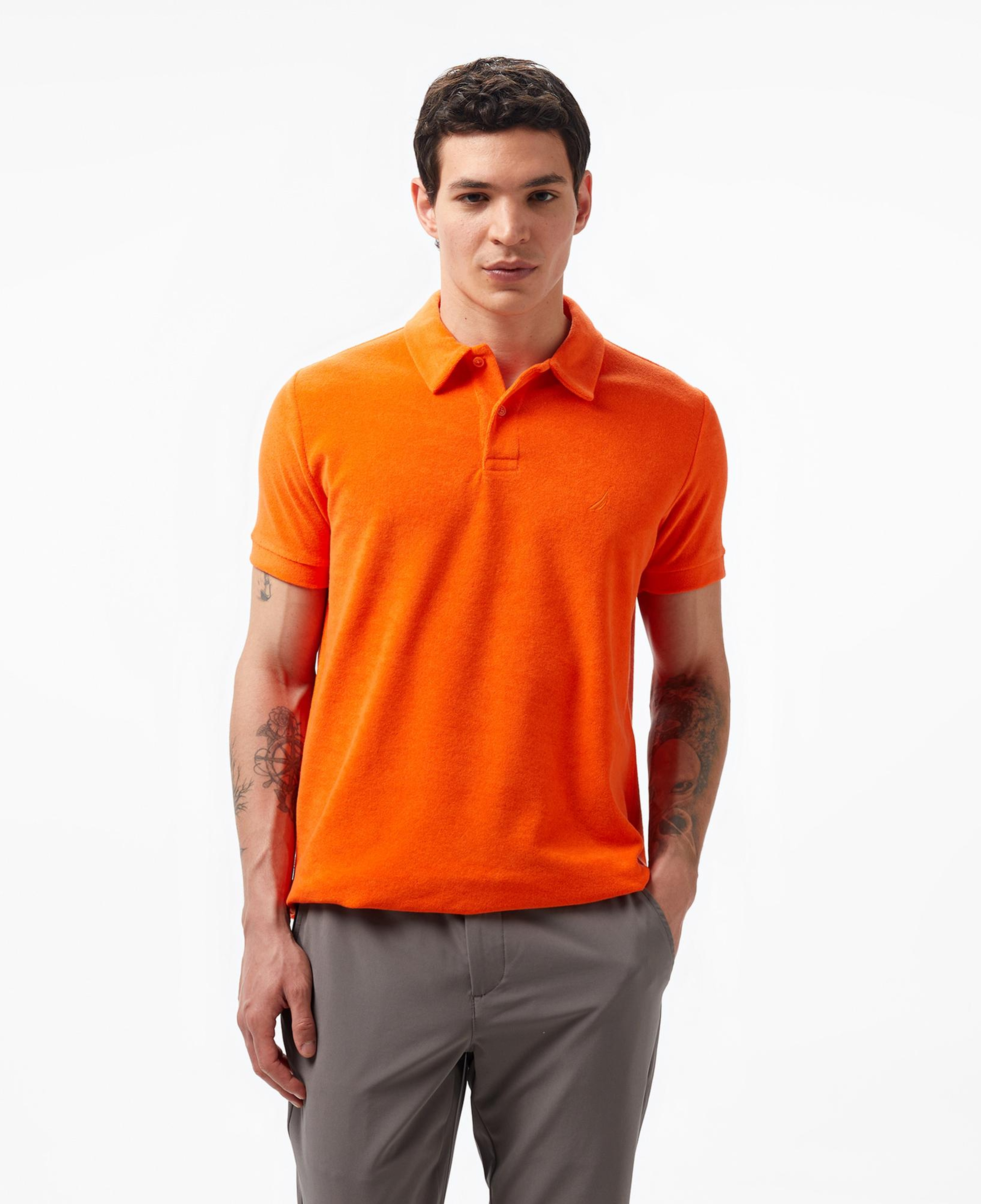 Nautica Erkek Turuncu Classic Fit Kısa Kollu Polo Yaka T-Shirt