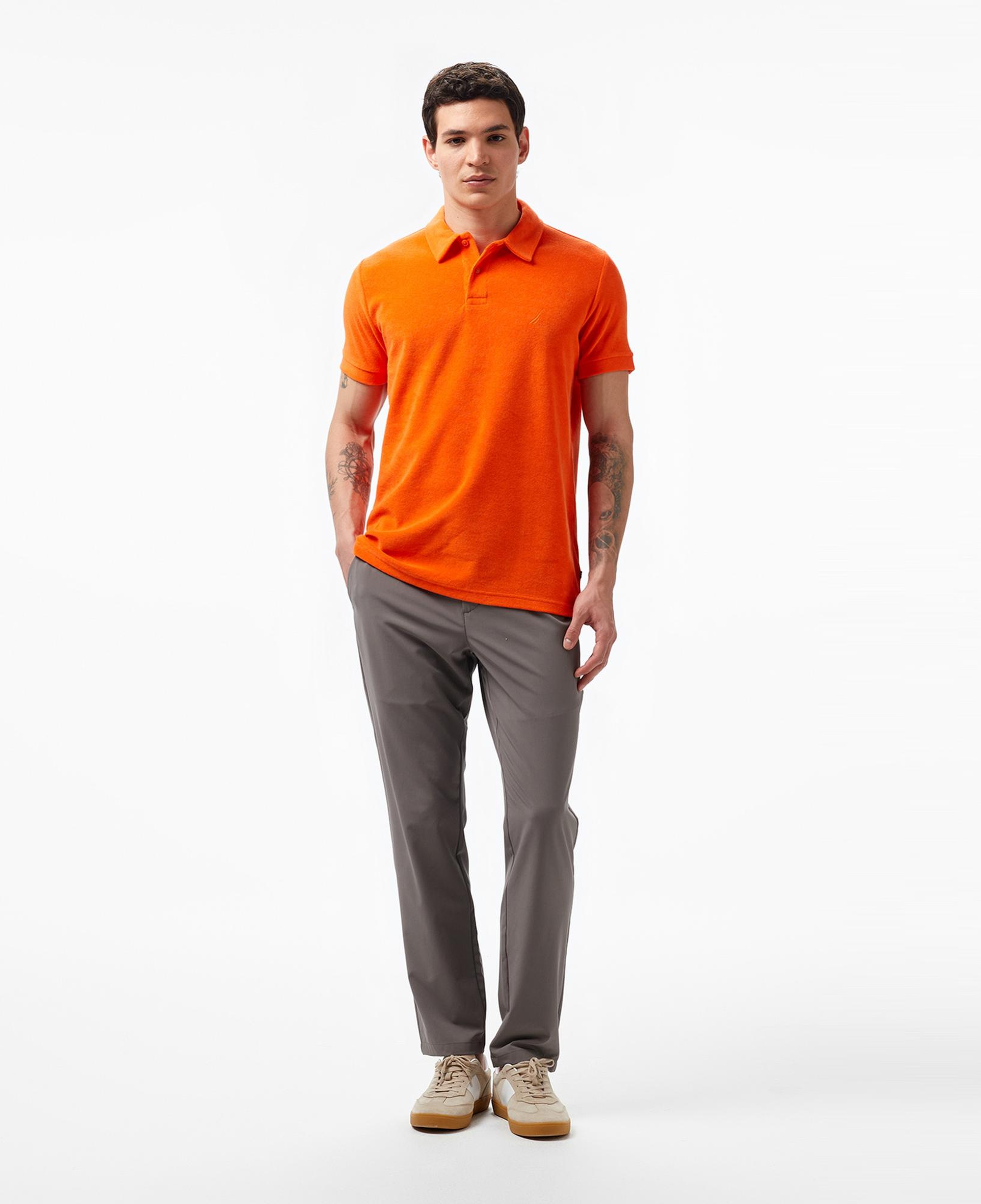 Nautica Erkek Turuncu Classic Fit Kısa Kollu Polo Yaka T-Shirt