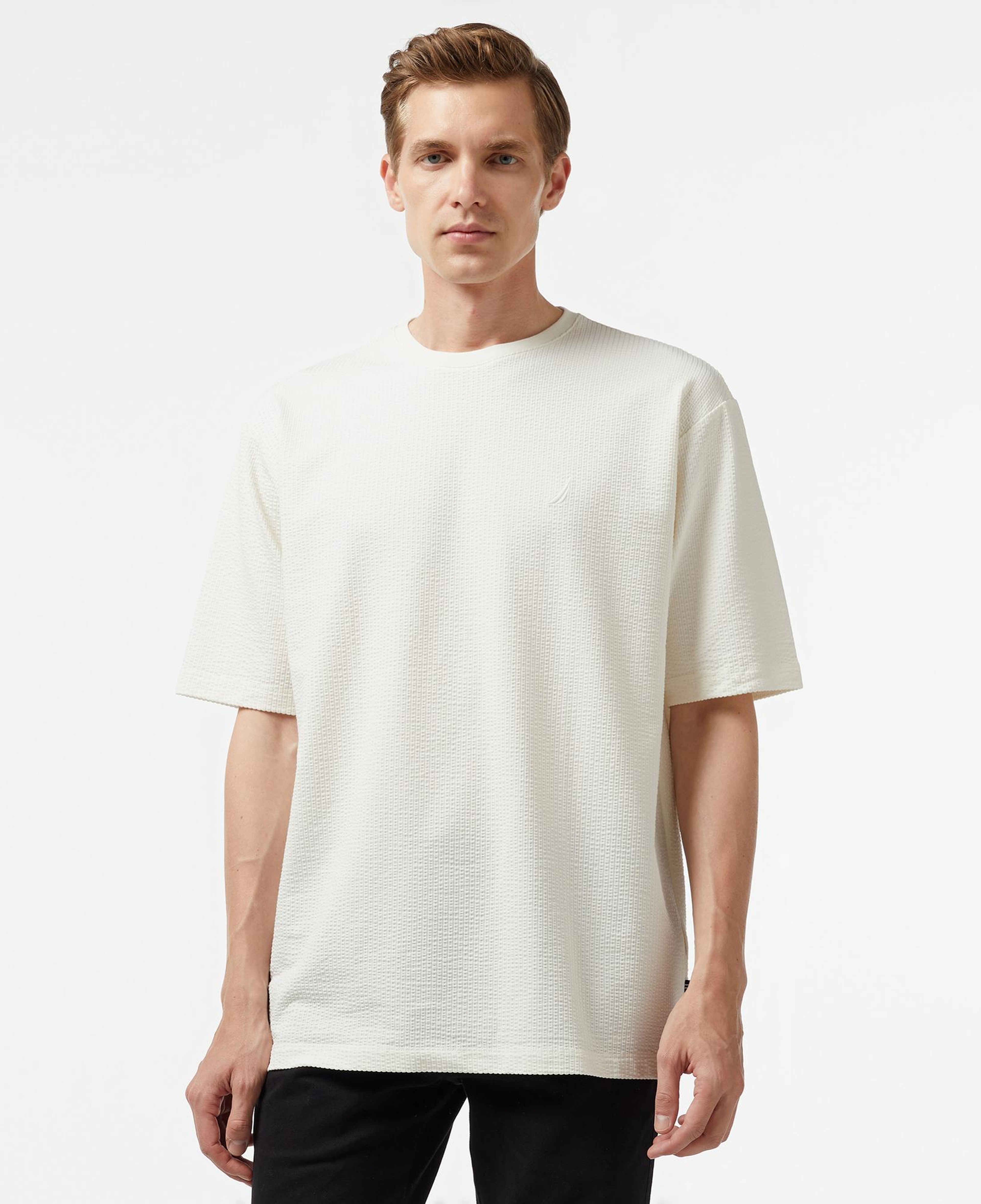 Nautica Erkek Krem Rengi Oversize T-Shirt