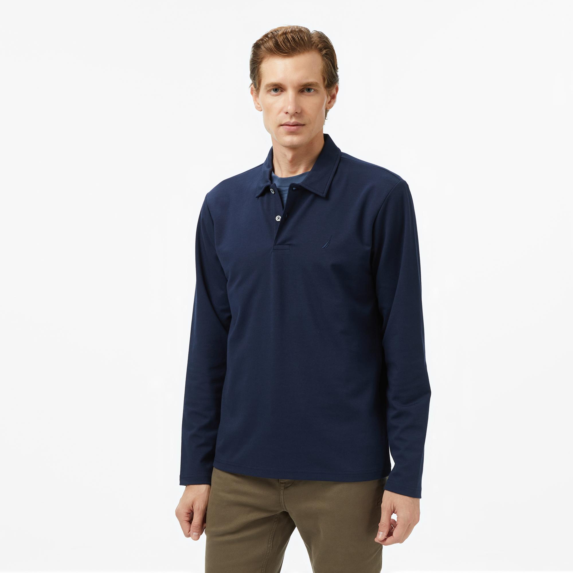Nautica Erkek Lacivert Classic Fit Uzun Kollu Polo Yaka T-Shirt