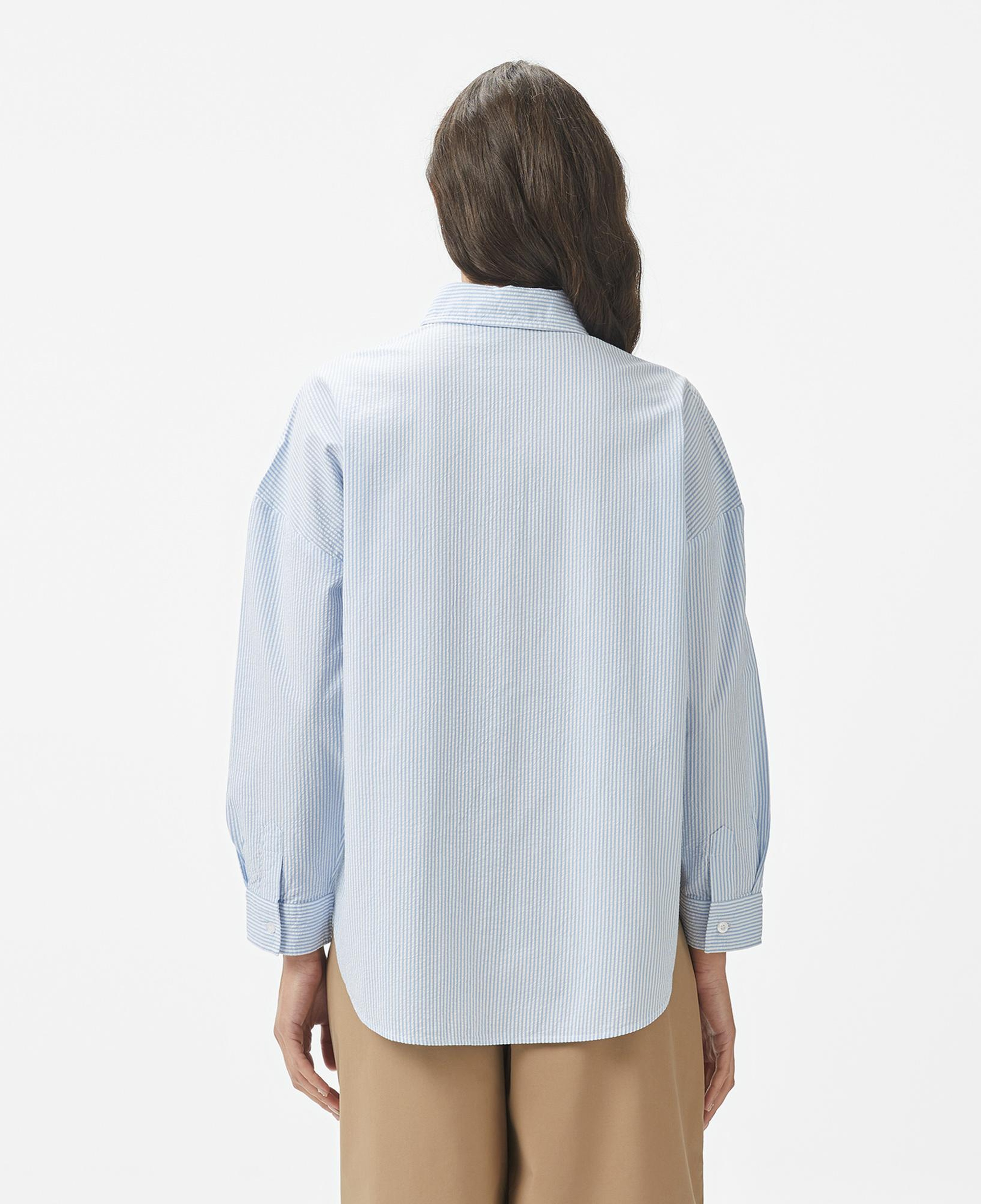 Nautica Kadın Mavi Regular Fit Çizgili Gömlek
