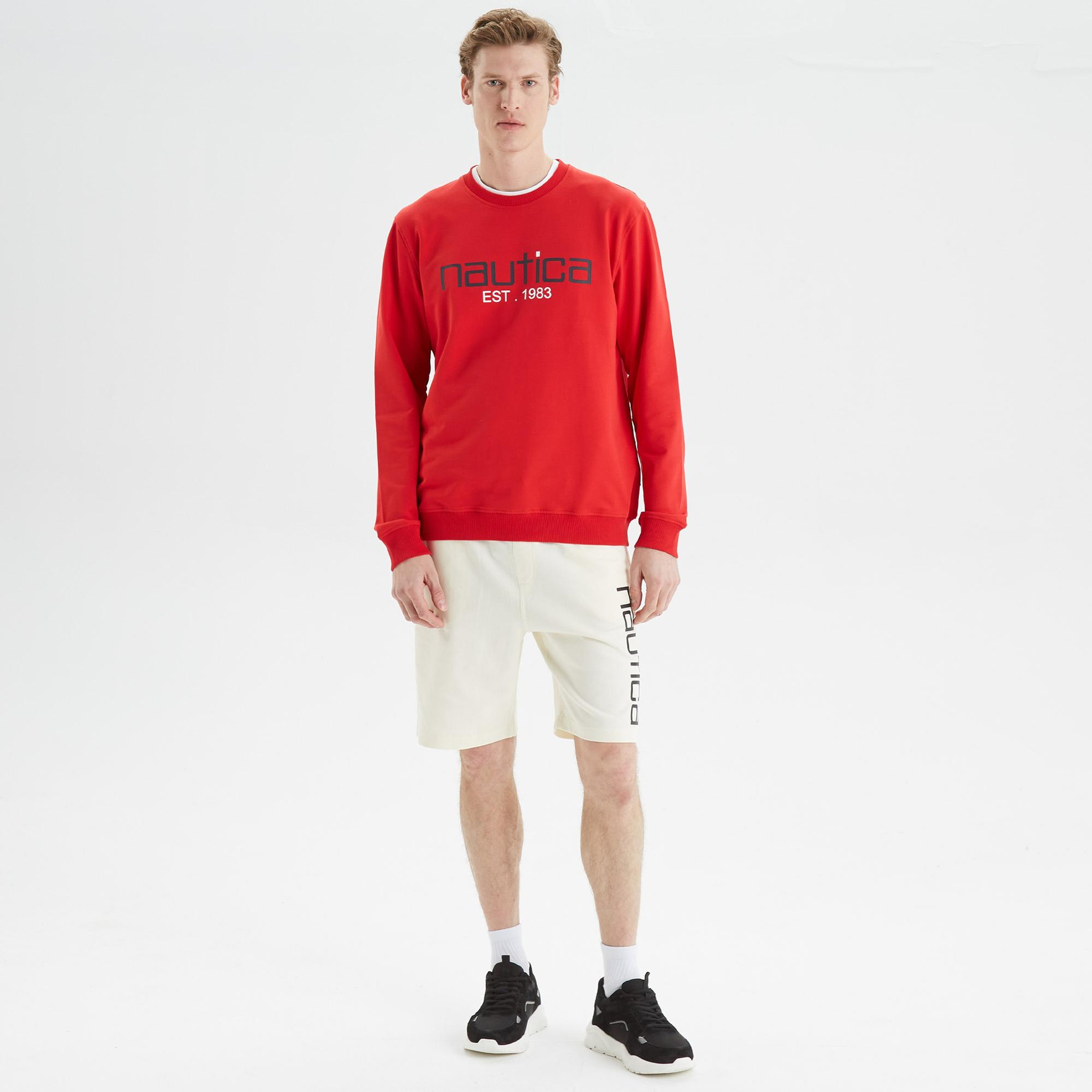 Nautica Erkek Krem Rengi Baskılı Standart Fit Şort