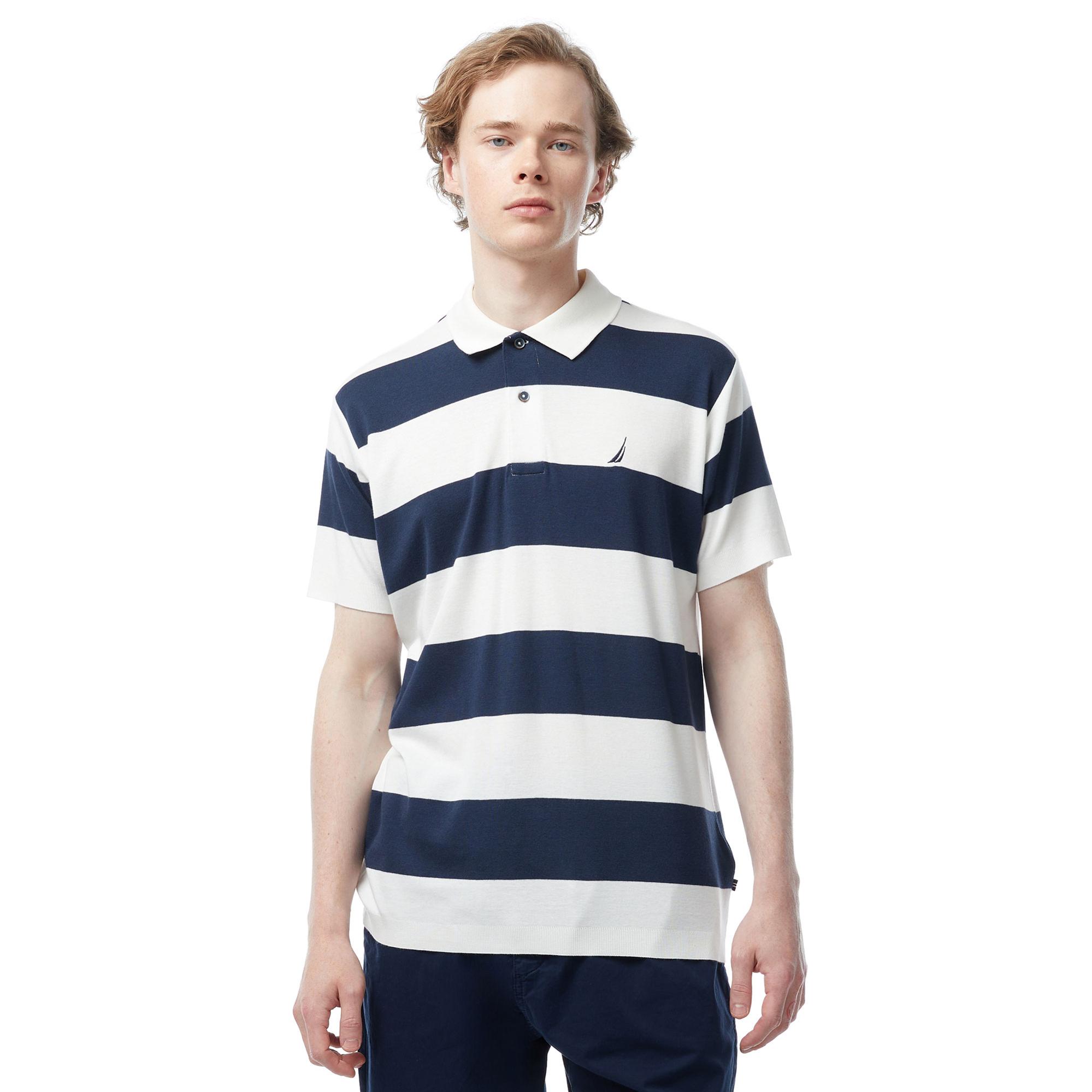 Nautica Erkek Lacivert Classic Fit Kısa Kollu Çizgili Polo Yaka T-Shirt