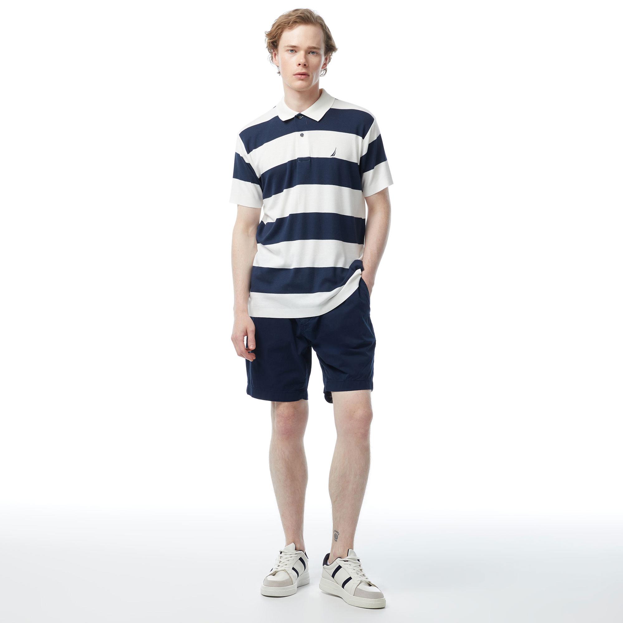 Nautica Erkek Lacivert Classic Fit Kısa Kollu Çizgili Polo Yaka T-Shirt