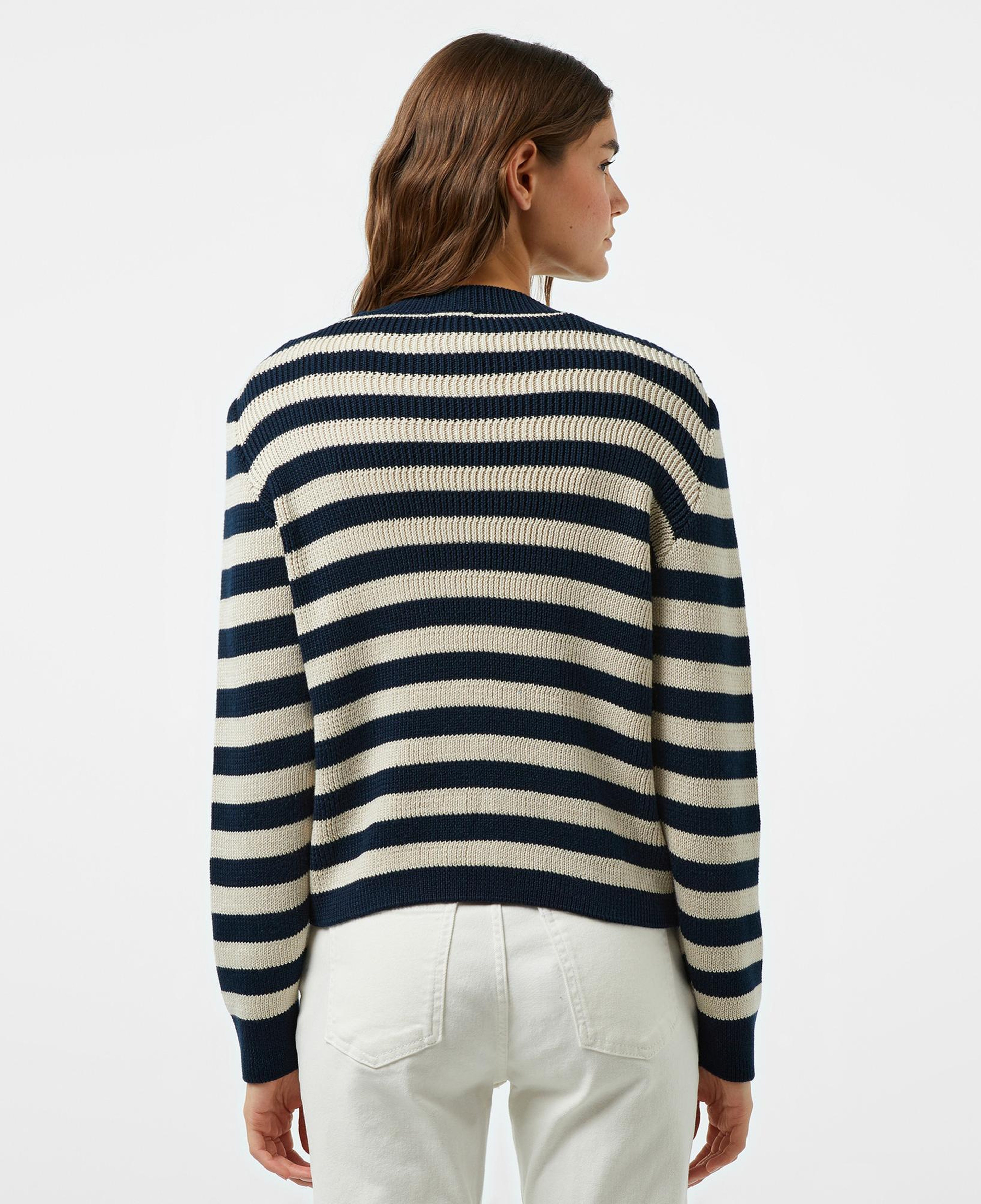 Nautica Kadın Lacivert Çizgili Regular Fit Hırka