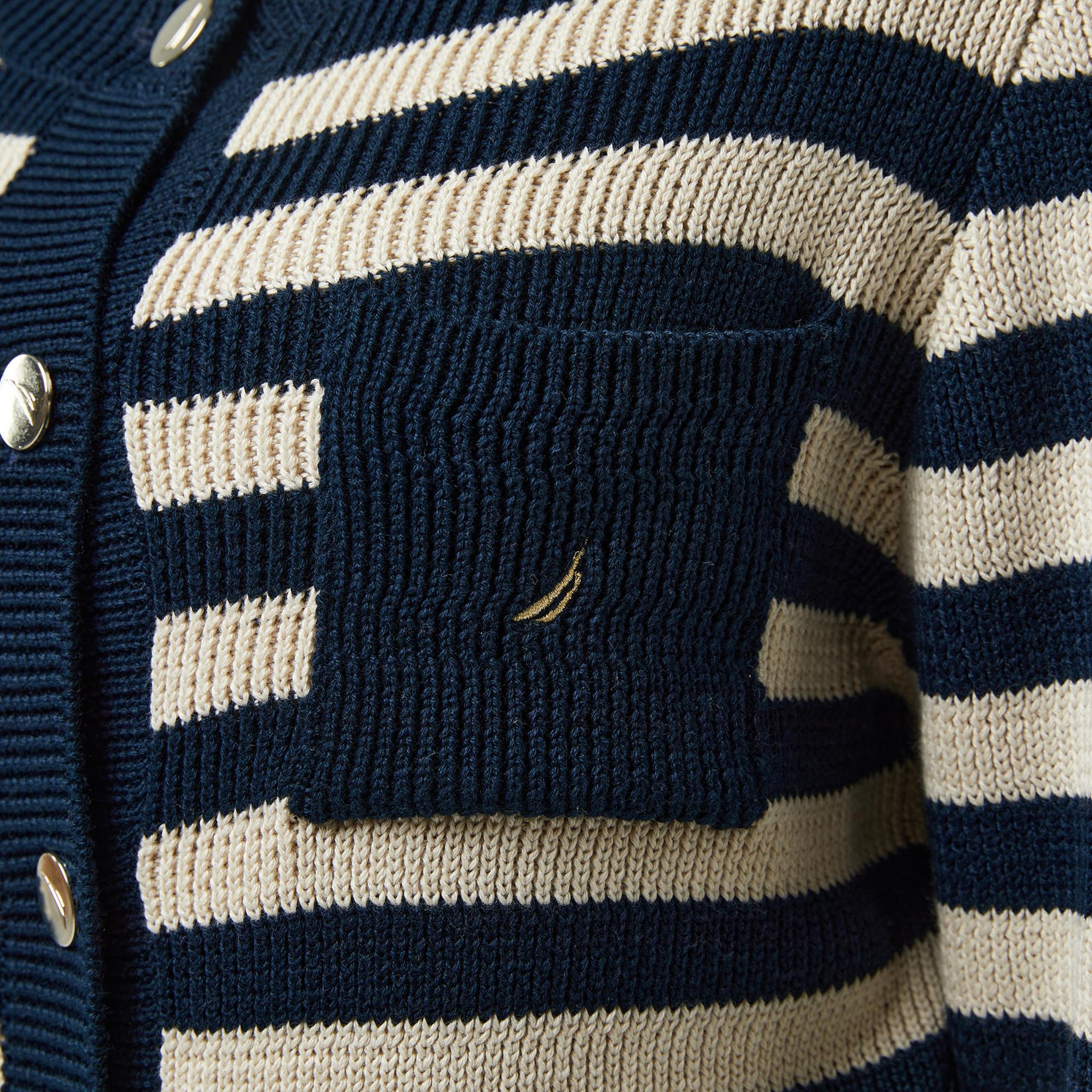 Nautica Kadın Lacivert Çizgili Regular Fit Hırka