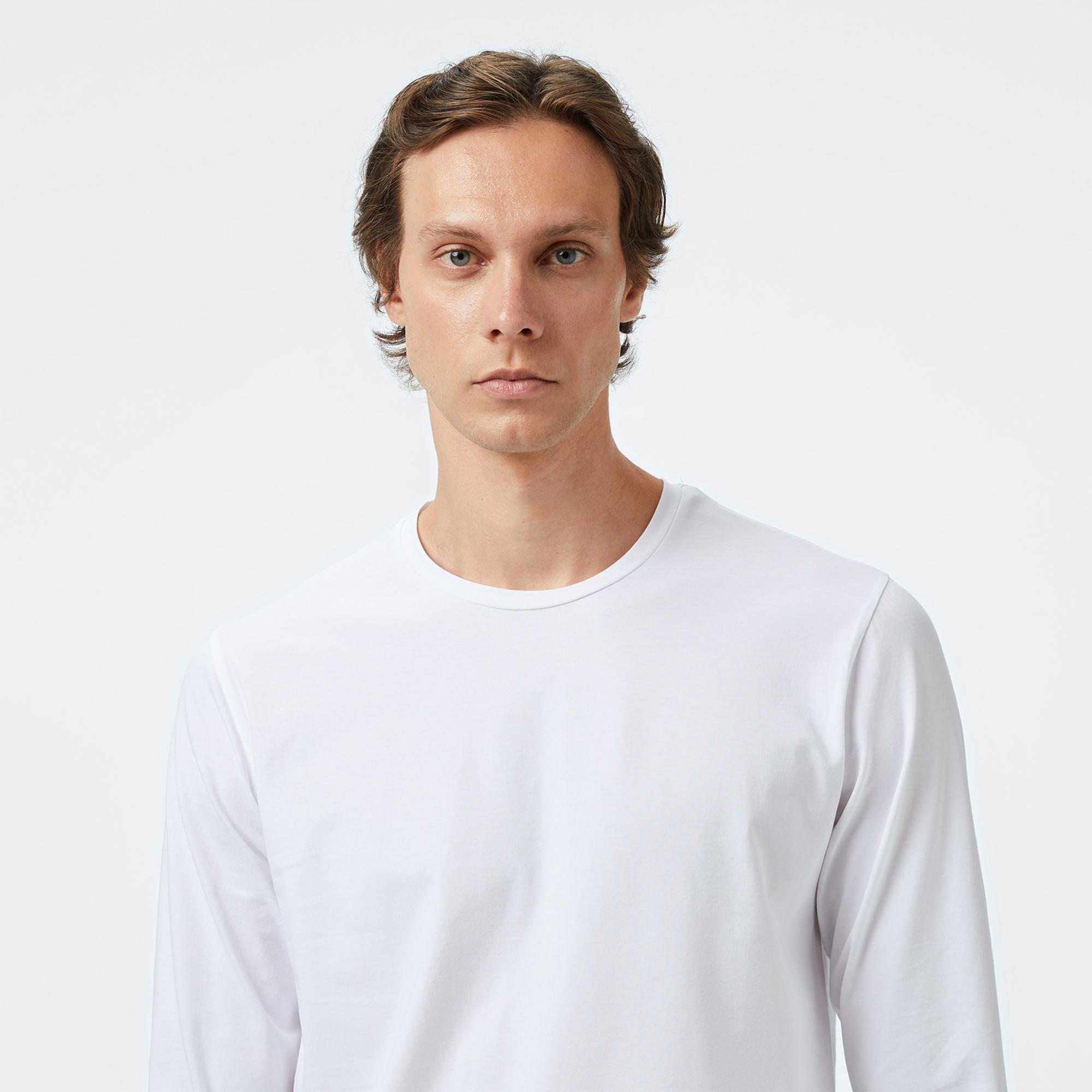 Nautica Erkek Beyaz Classic Fit Uzun Kollu T-Shirt